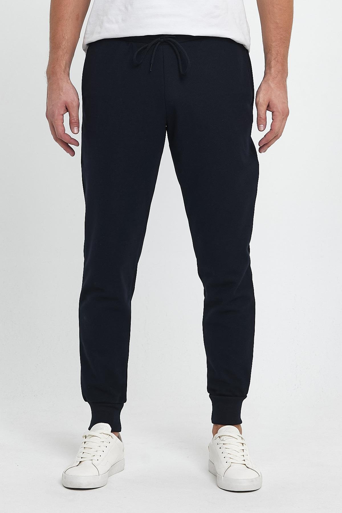 FİHA/9517-ERKEK ŞARDONLU POLYESTER PİKE PAÇA RİBANALI EŞOFMAN ALTI - LACİVERT