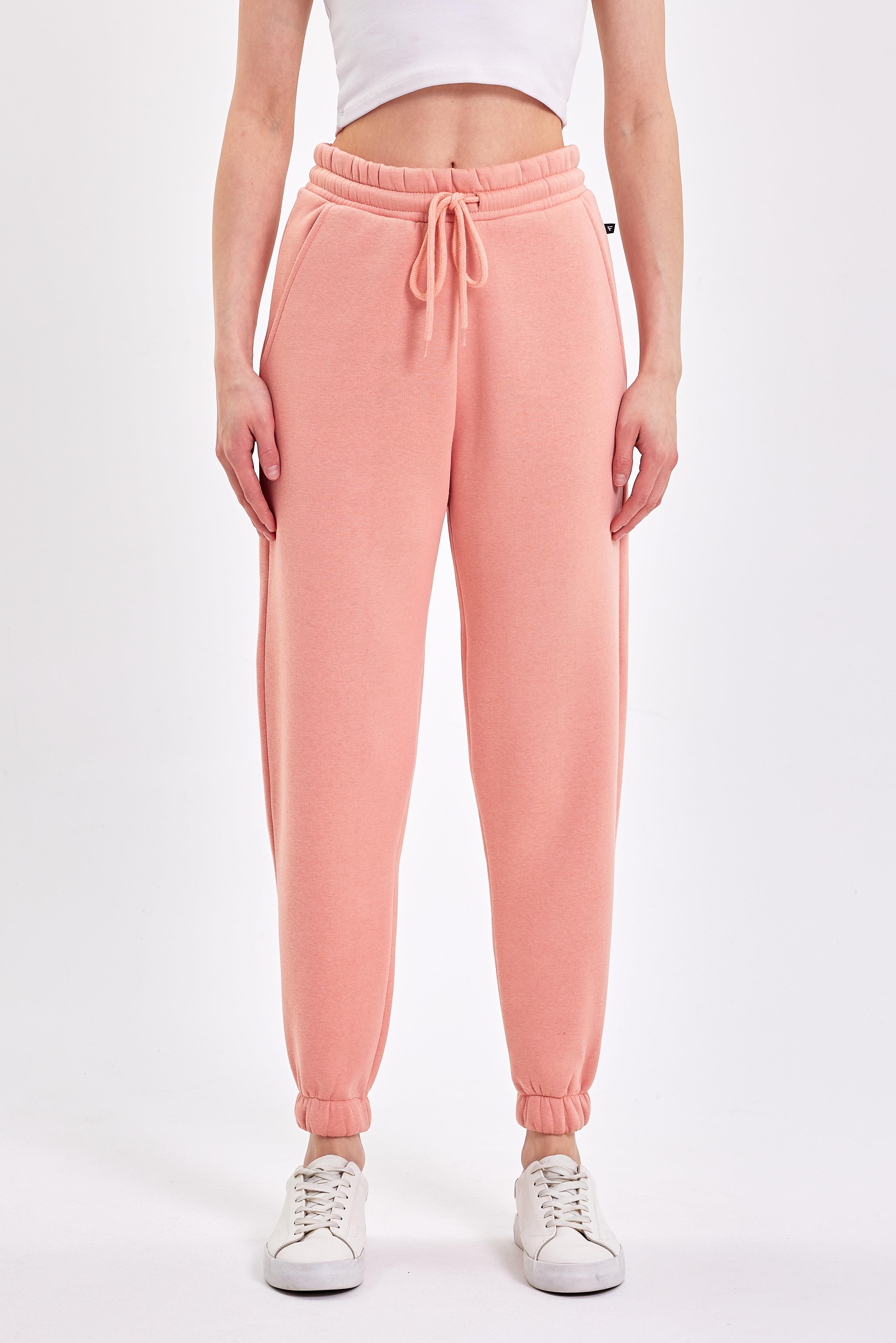 FİHA/9519-3 İPLİK ŞARDONLU OVERSİZE EŞOFMAN ALT - APRICOT CRUSH