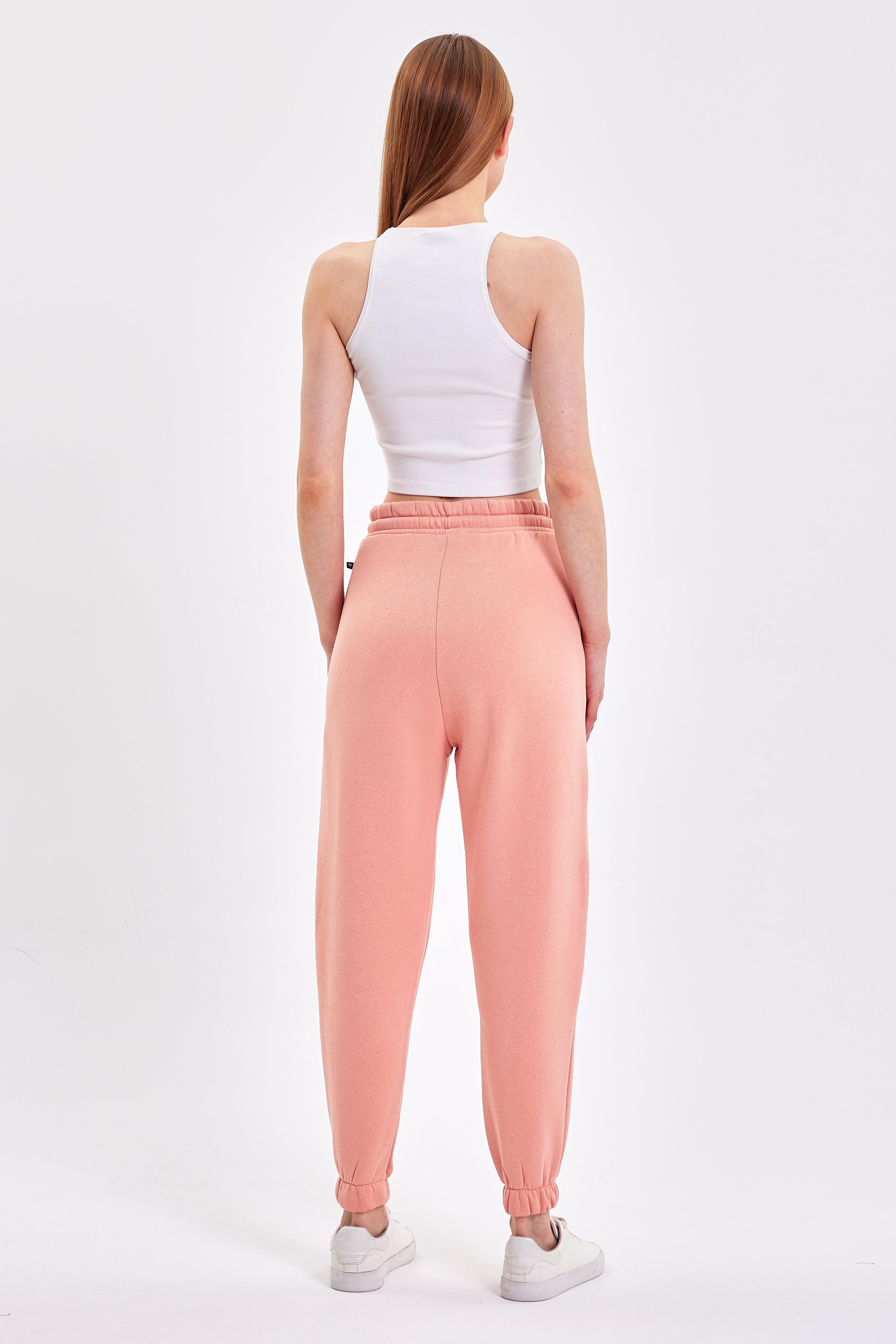 FİHA/9519-3 İPLİK ŞARDONLU OVERSİZE EŞOFMAN ALT - APRICOT CRUSH