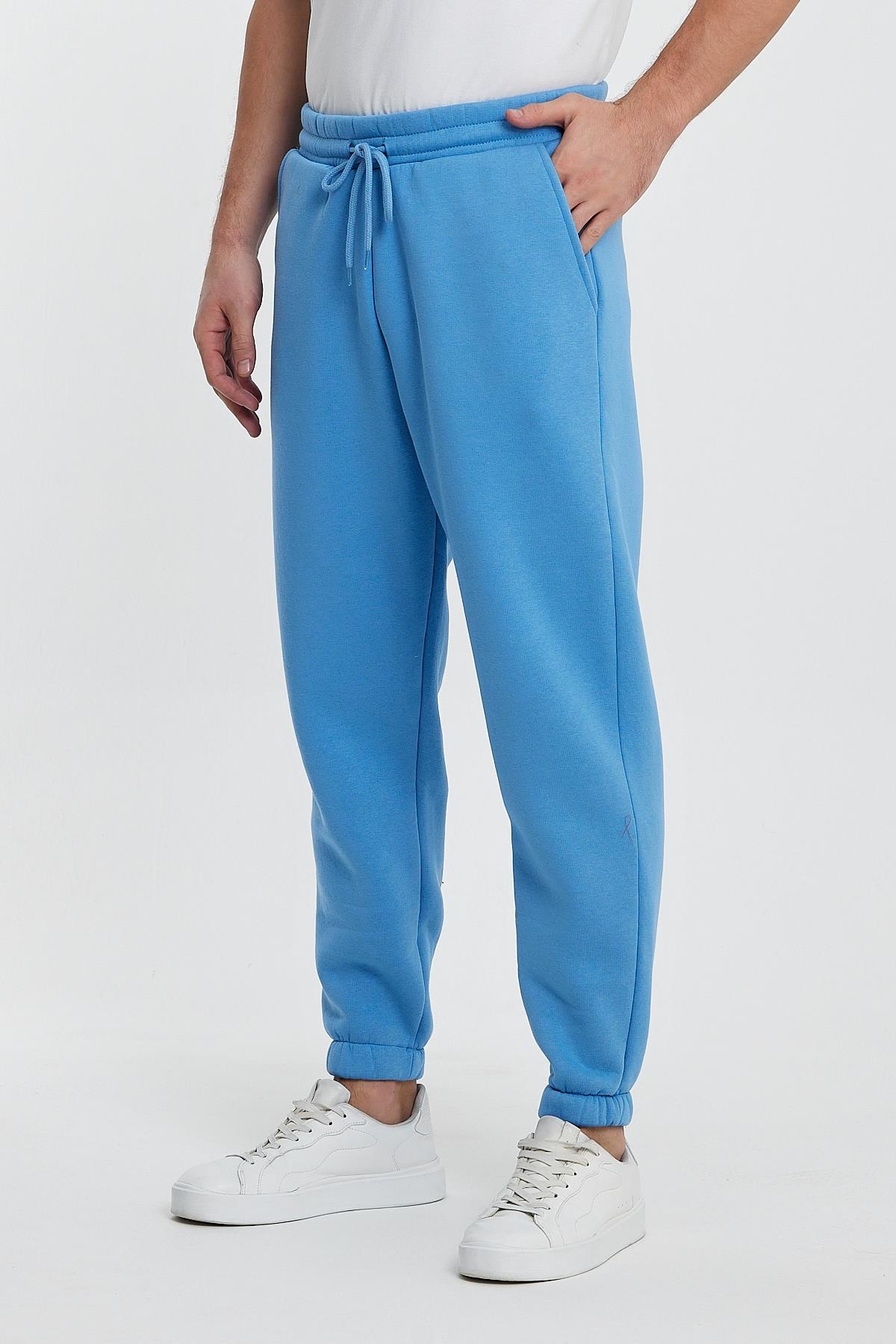 FİHA/9519-3 İPLİK ŞARDONLU OVERSİZE EŞOFMAN ALT - LICHEN BLUE