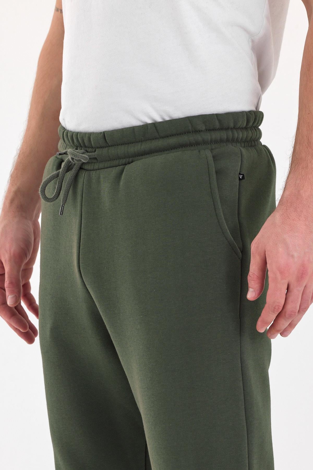 FİHA/9532-UNISEX COMPACT PENYE ŞARDONLU 3 İPLİK EŞOFMAN ALT - HAKİ