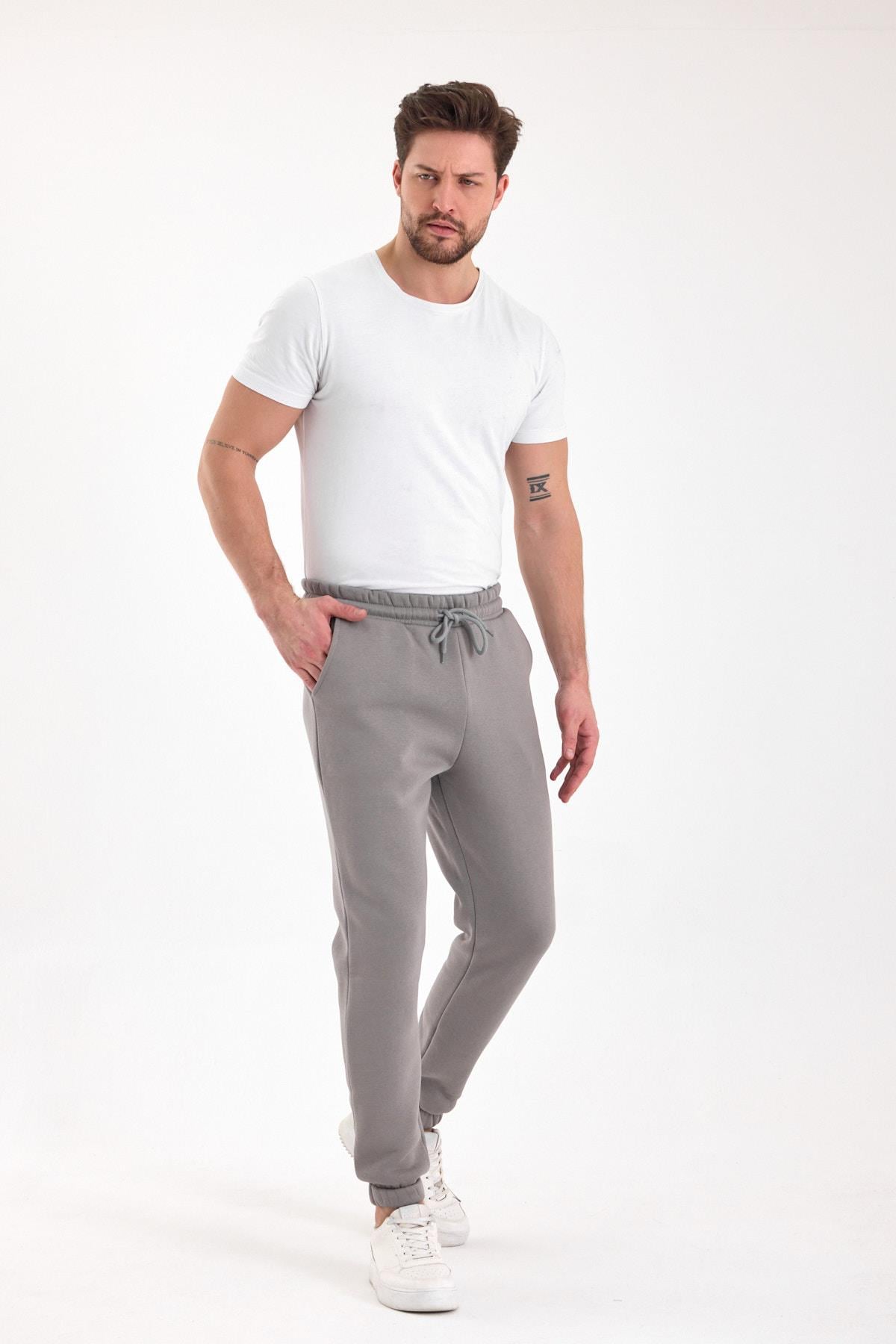 FİHA/9532-UNISEX COMPACT PENYE ŞARDONLU 3 İPLİK EŞOFMAN ALT - GRİ
