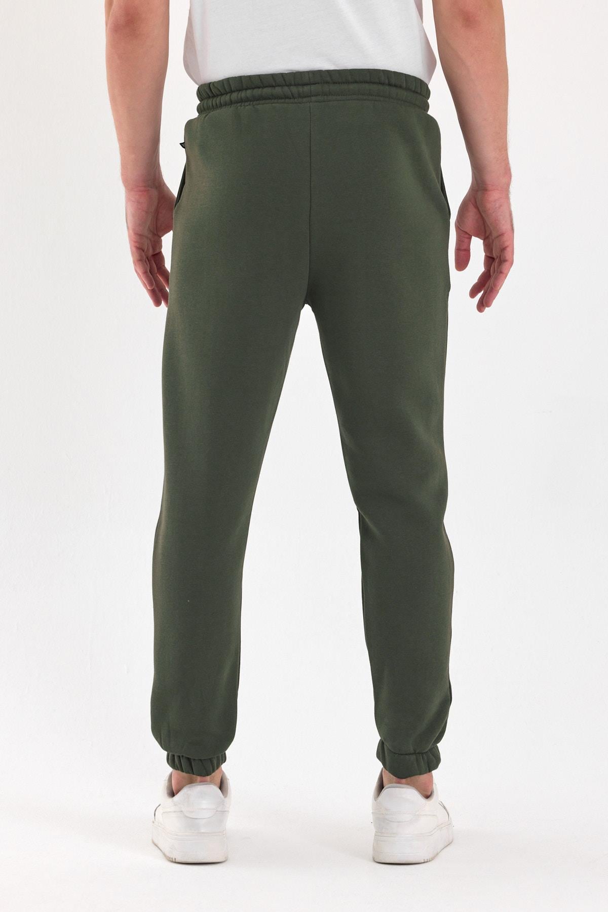 FİHA/9532-UNISEX COMPACT PENYE ŞARDONLU 3 İPLİK EŞOFMAN ALT - HAKİ