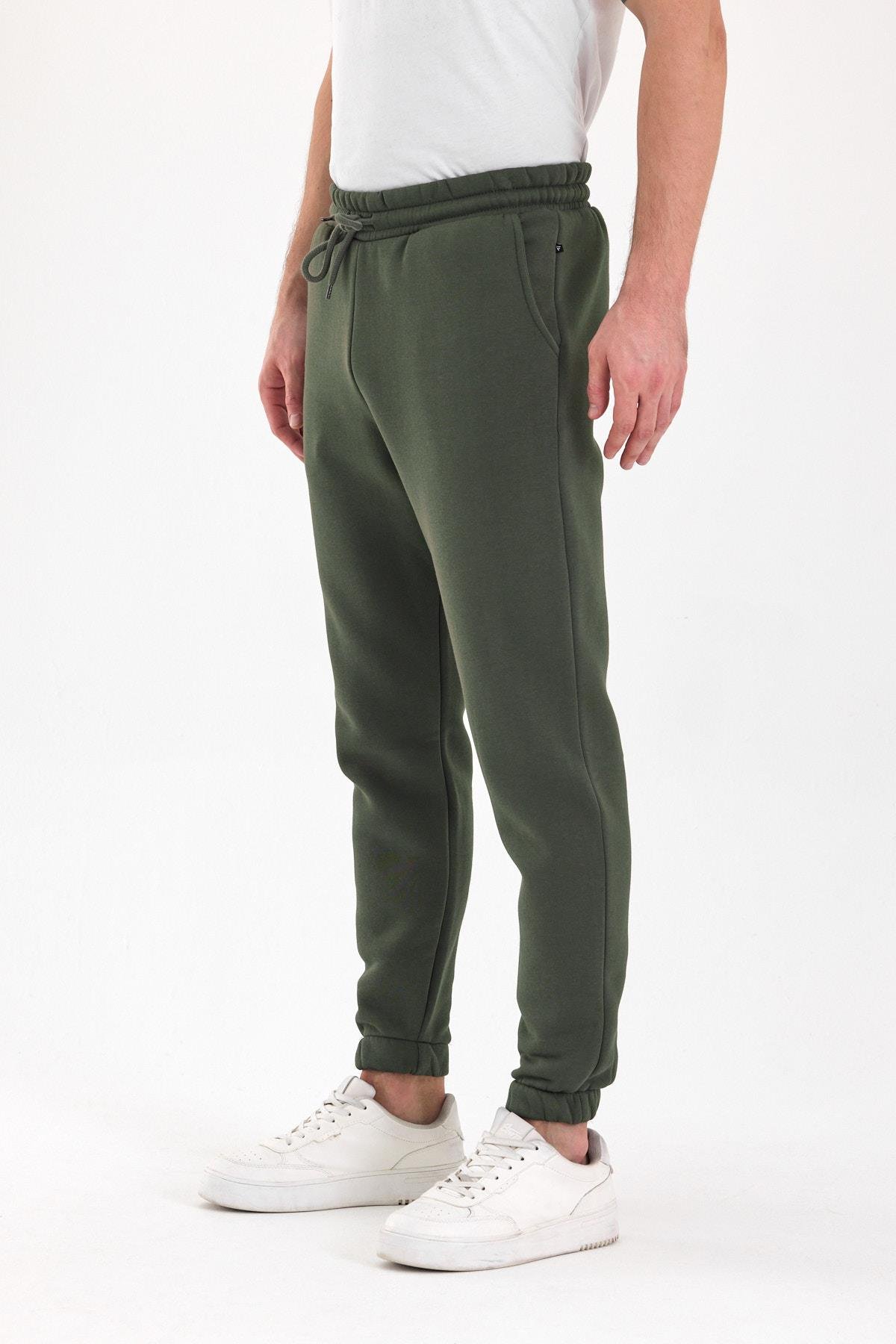 FİHA/9532-UNISEX COMPACT PENYE ŞARDONLU 3 İPLİK EŞOFMAN ALT - HAKİ