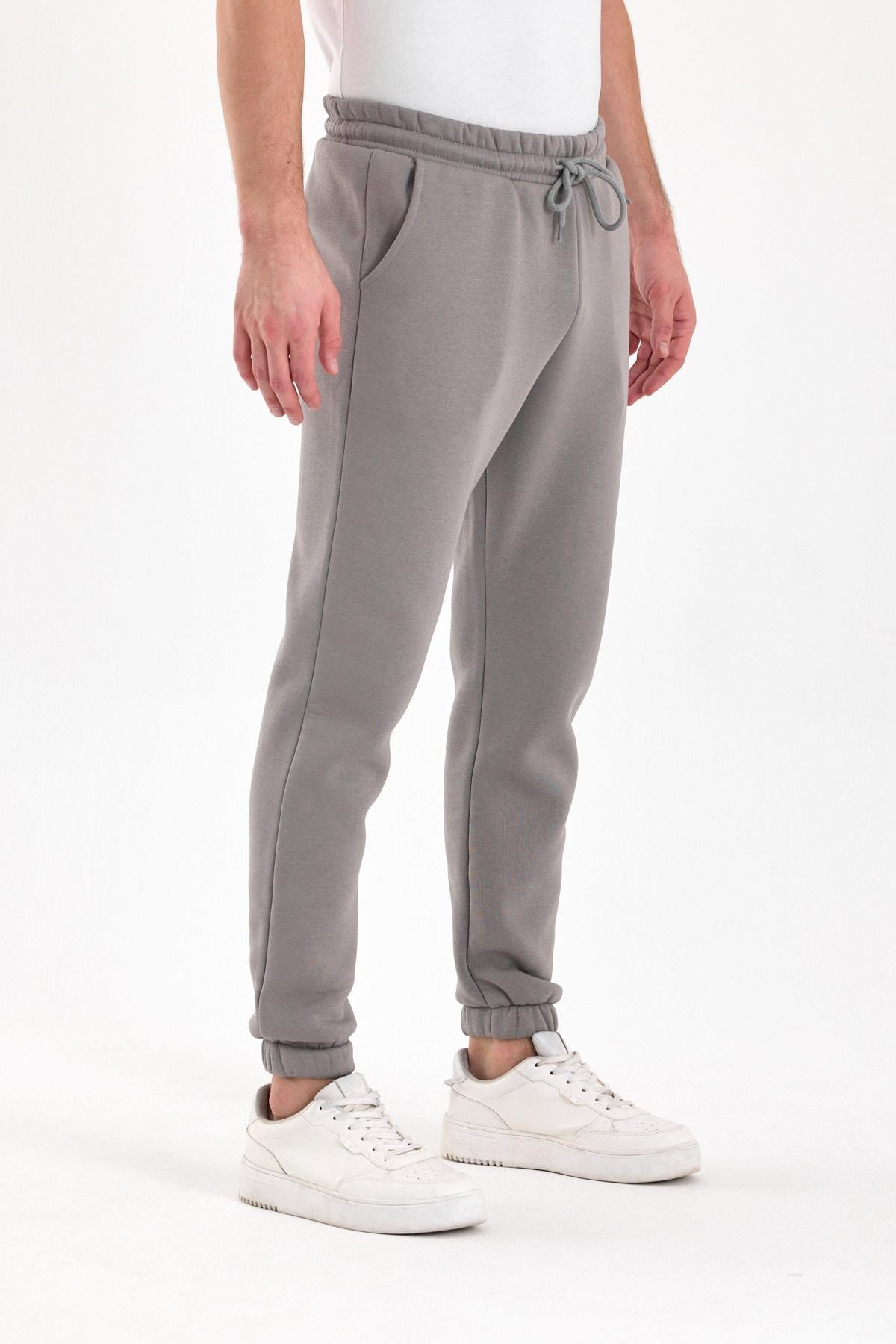 FİHA/9532-UNISEX COMPACT PENYE ŞARDONLU 3 İPLİK EŞOFMAN ALT - GRİ