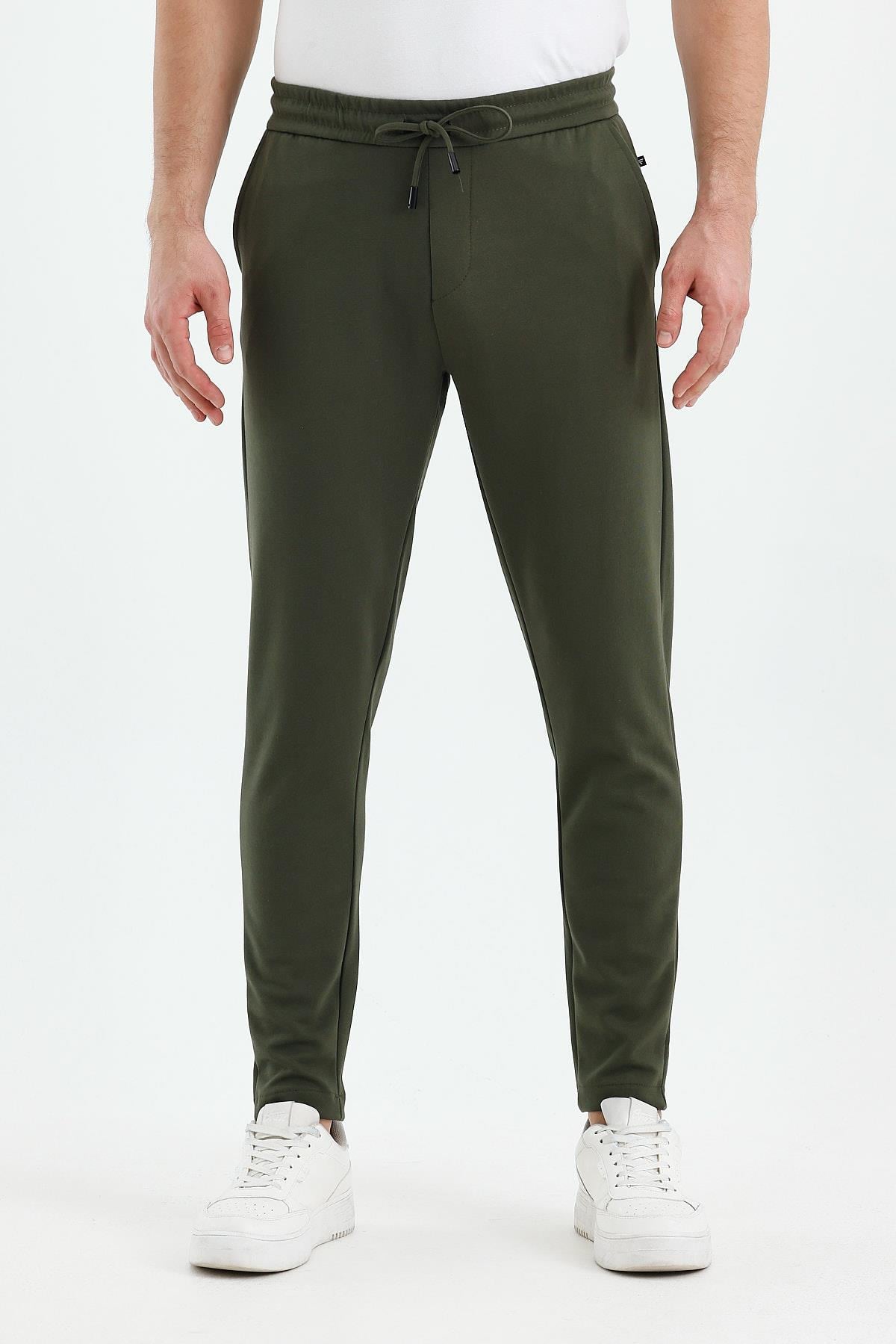 FİHA/9535-ERKEK DÜZ PAÇA JOGGER PANTOLON - HAKİ