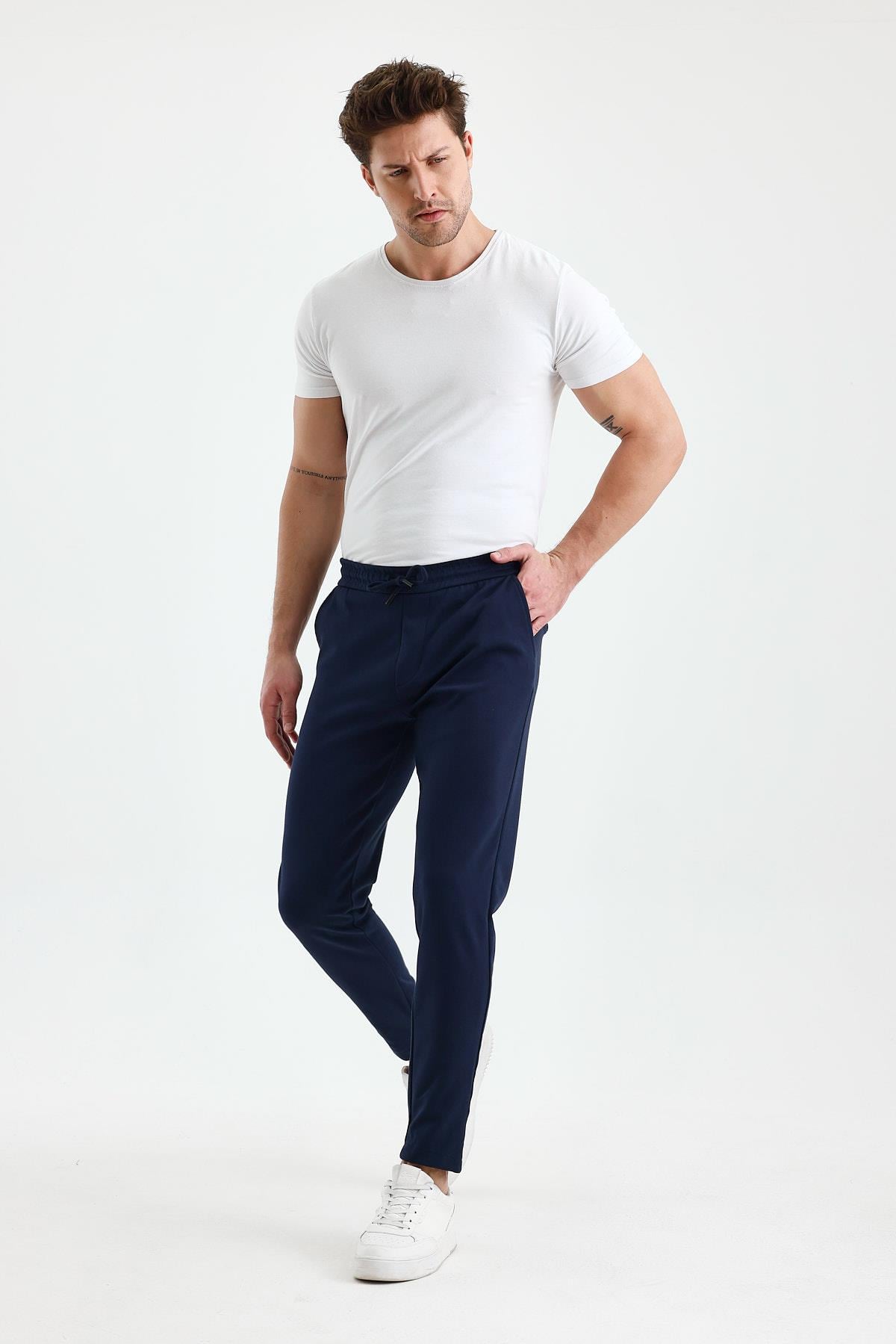 FİHA/9535-ERKEK DÜZ PAÇA JOGGER PANTOLON - LACİVERT