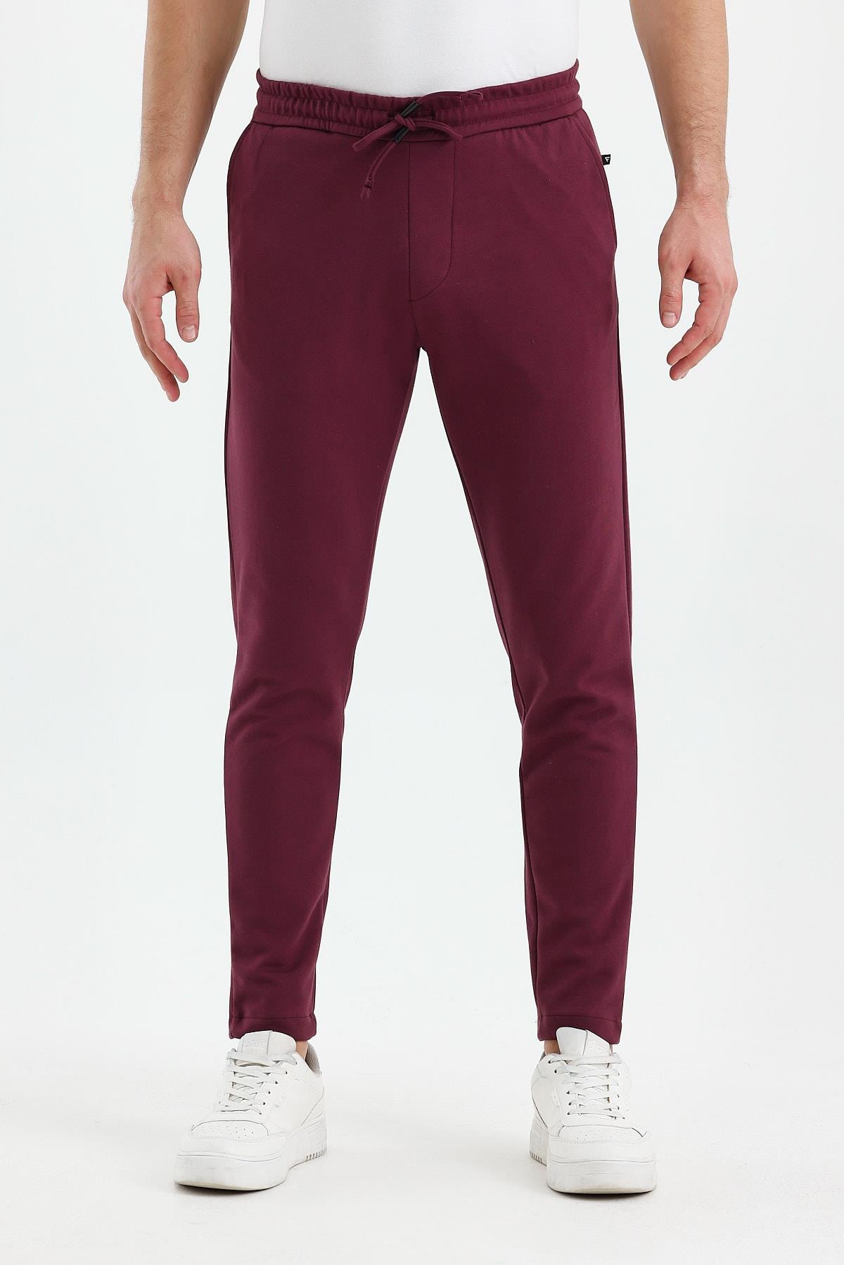 FİHA/9535-ERKEK DÜZ PAÇA JOGGER PANTOLON - MAUVE WINE
