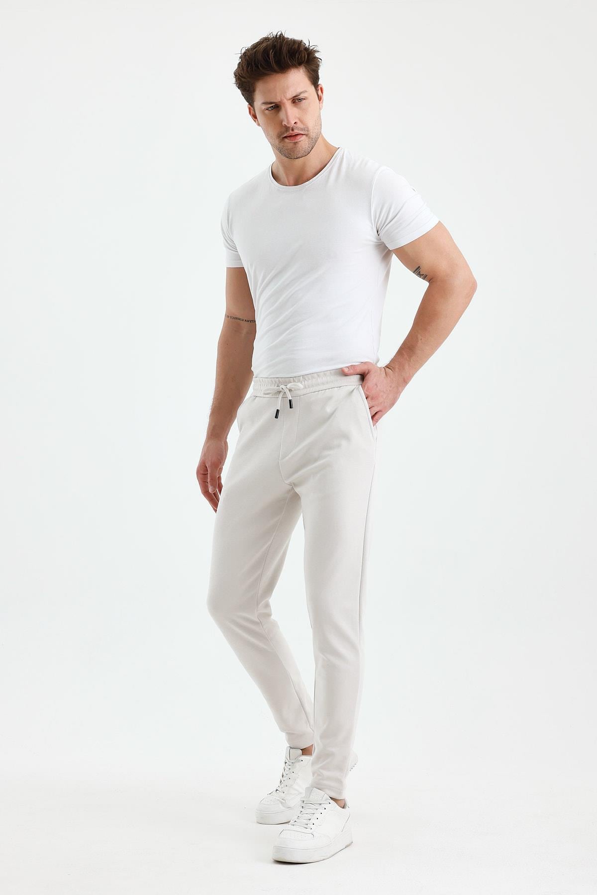 FİHA/9535-ERKEK DÜZ PAÇA JOGGER PANTOLON - TAŞ