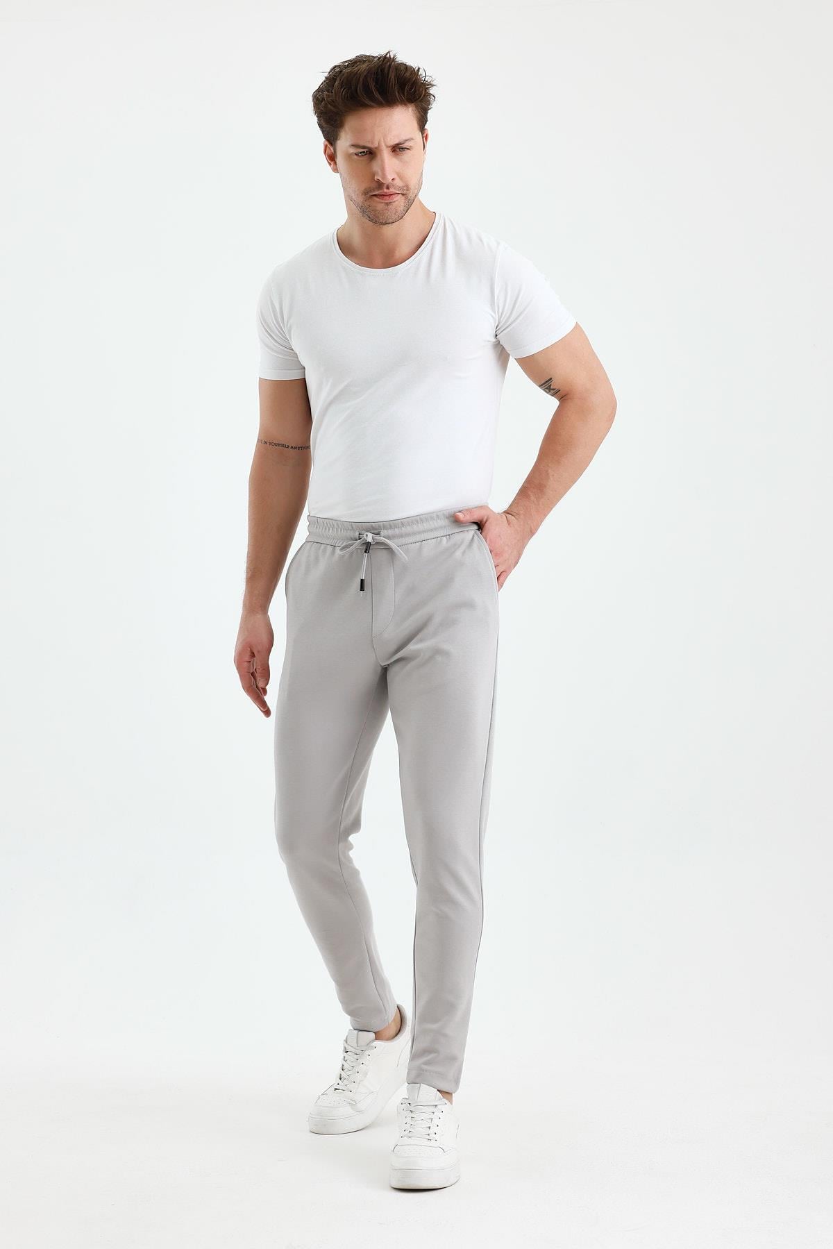 FİHA/9535-ERKEK DÜZ PAÇA JOGGER PANTOLON - GRİ