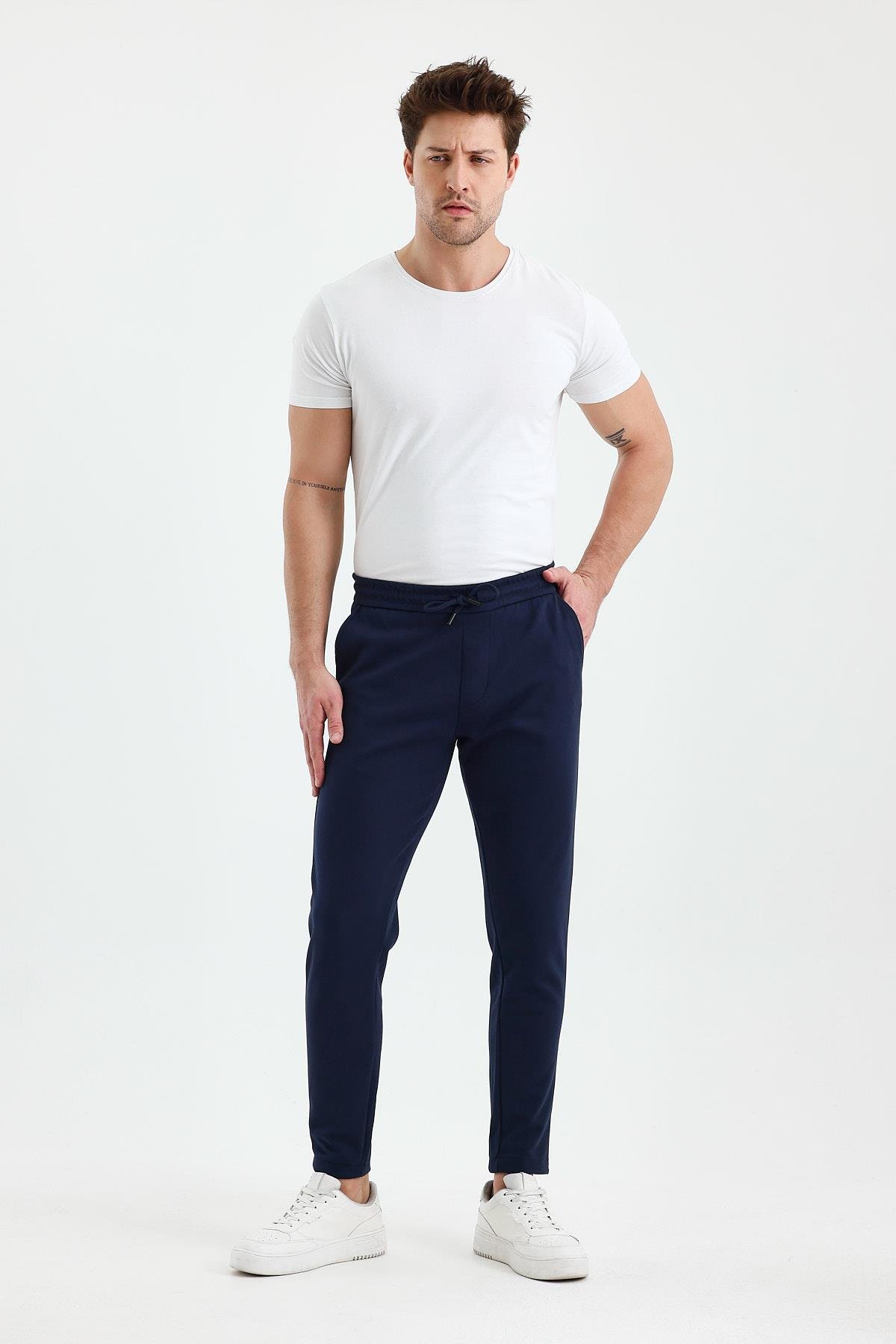 FİHA/9535-ERKEK DÜZ PAÇA JOGGER PANTOLON - LACİVERT