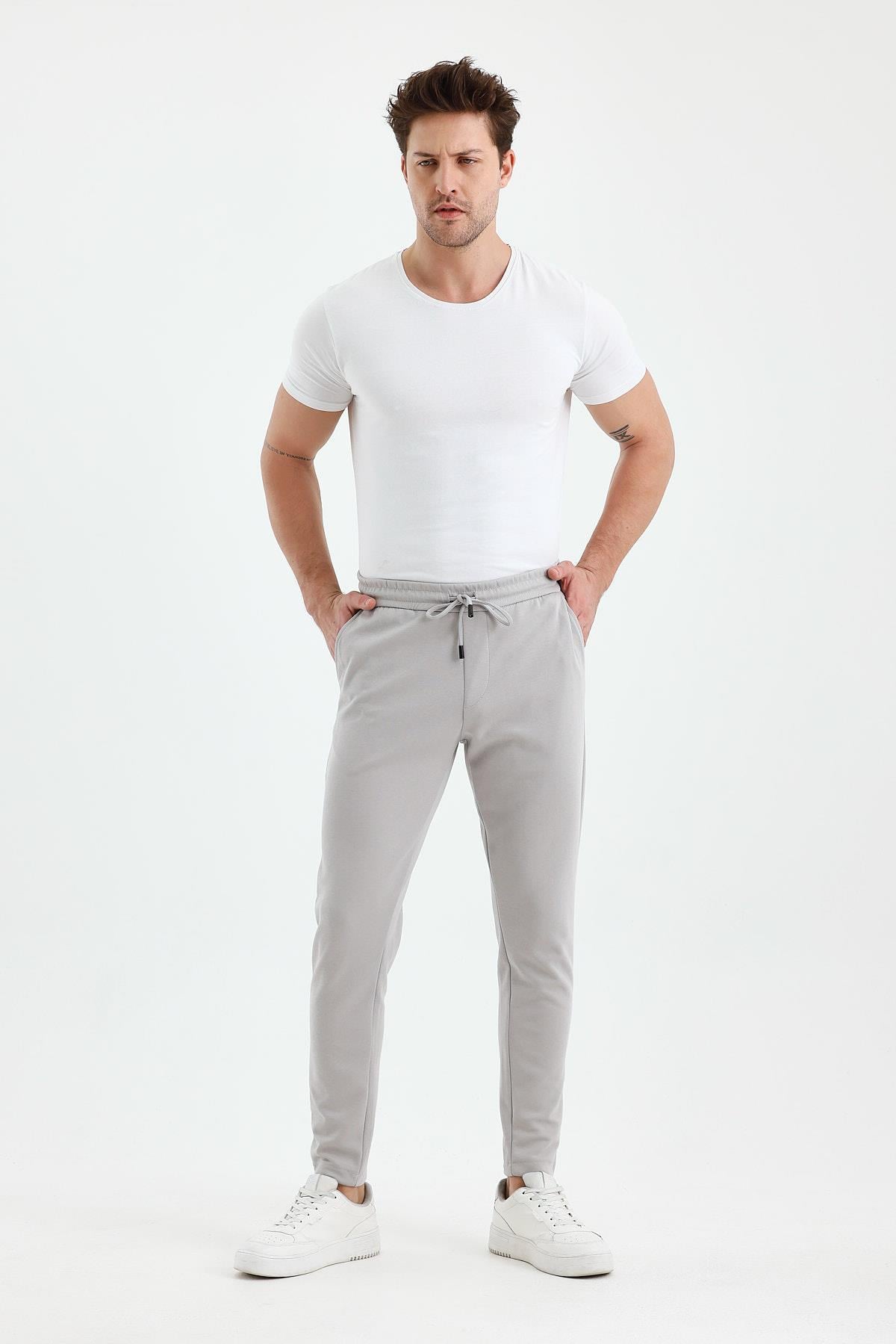 FİHA/9535-ERKEK DÜZ PAÇA JOGGER PANTOLON - GRİ