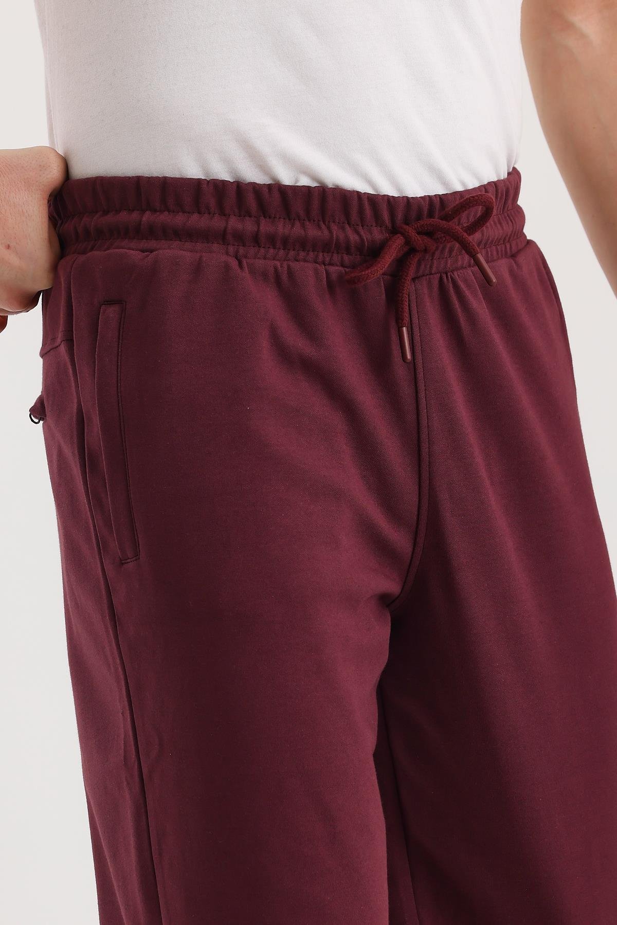 FİHA/9536-ERKEK FLETO CEPLİ DÜZ PAÇA ESOFMAN ALT - MAUVE WINE