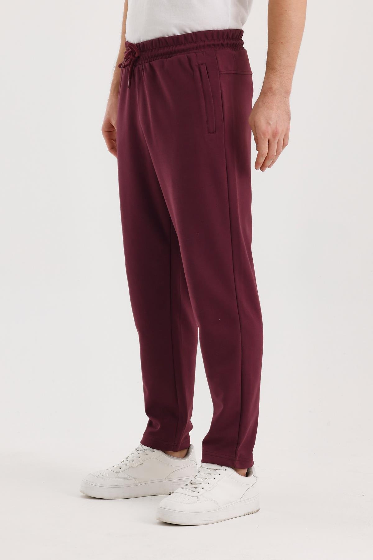 FİHA/9536-ERKEK FLETO CEPLİ DÜZ PAÇA ESOFMAN ALT - MAUVE WINE