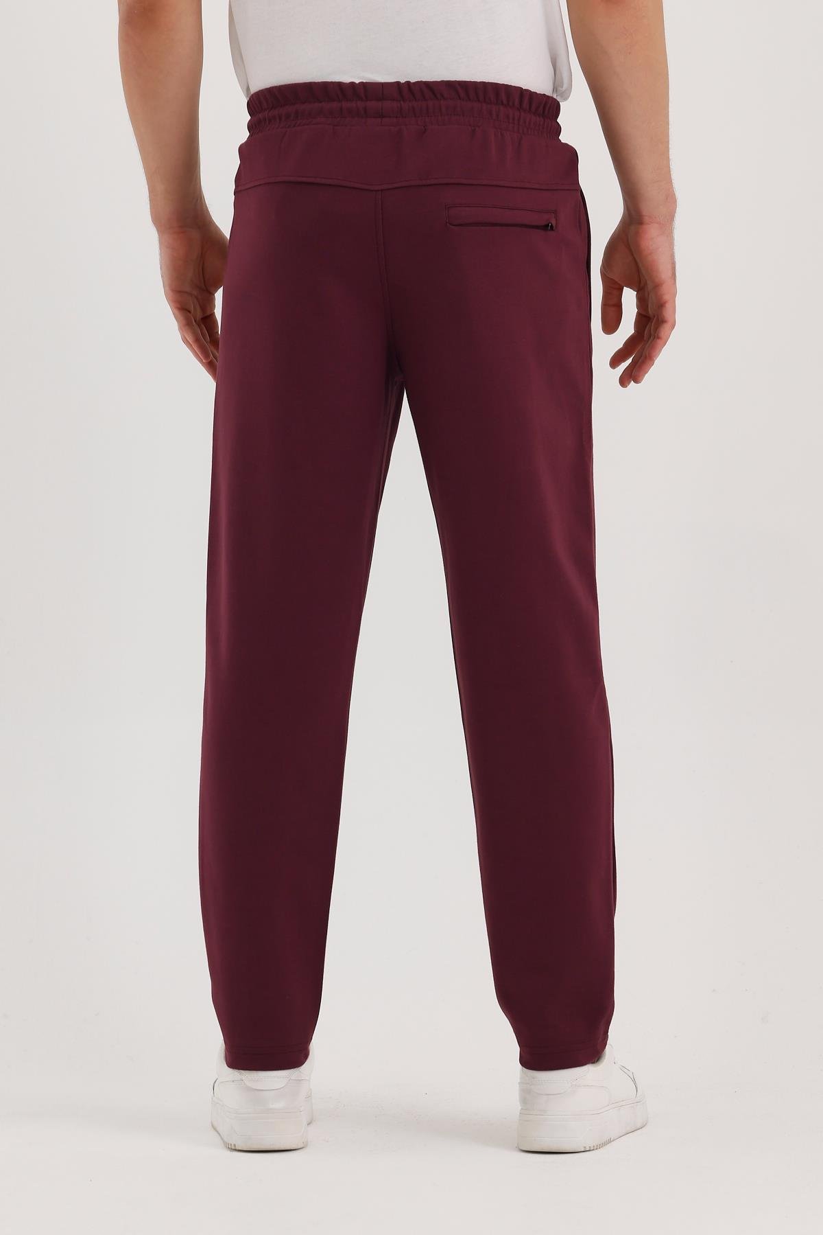 FİHA/9536-ERKEK FLETO CEPLİ DÜZ PAÇA ESOFMAN ALT - MAUVE WINE