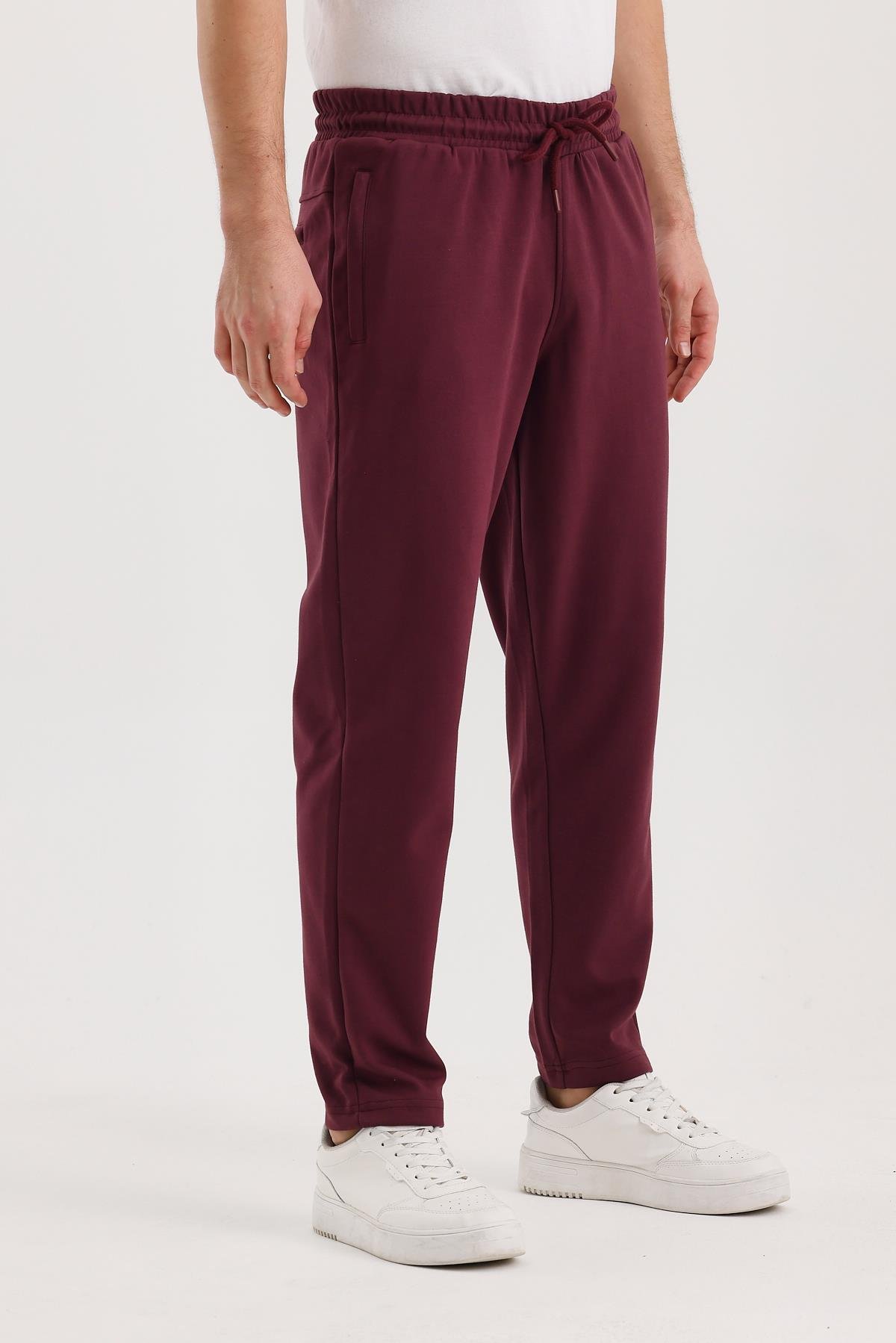 FİHA/9536-ERKEK FLETO CEPLİ DÜZ PAÇA ESOFMAN ALT - MAUVE WINE