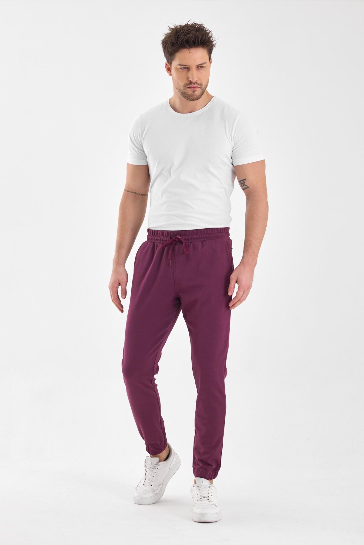 FİHA/9538-ERKEK PAÇA LASTİKLİ ESOFMAN ALT - MAUVE WINE
