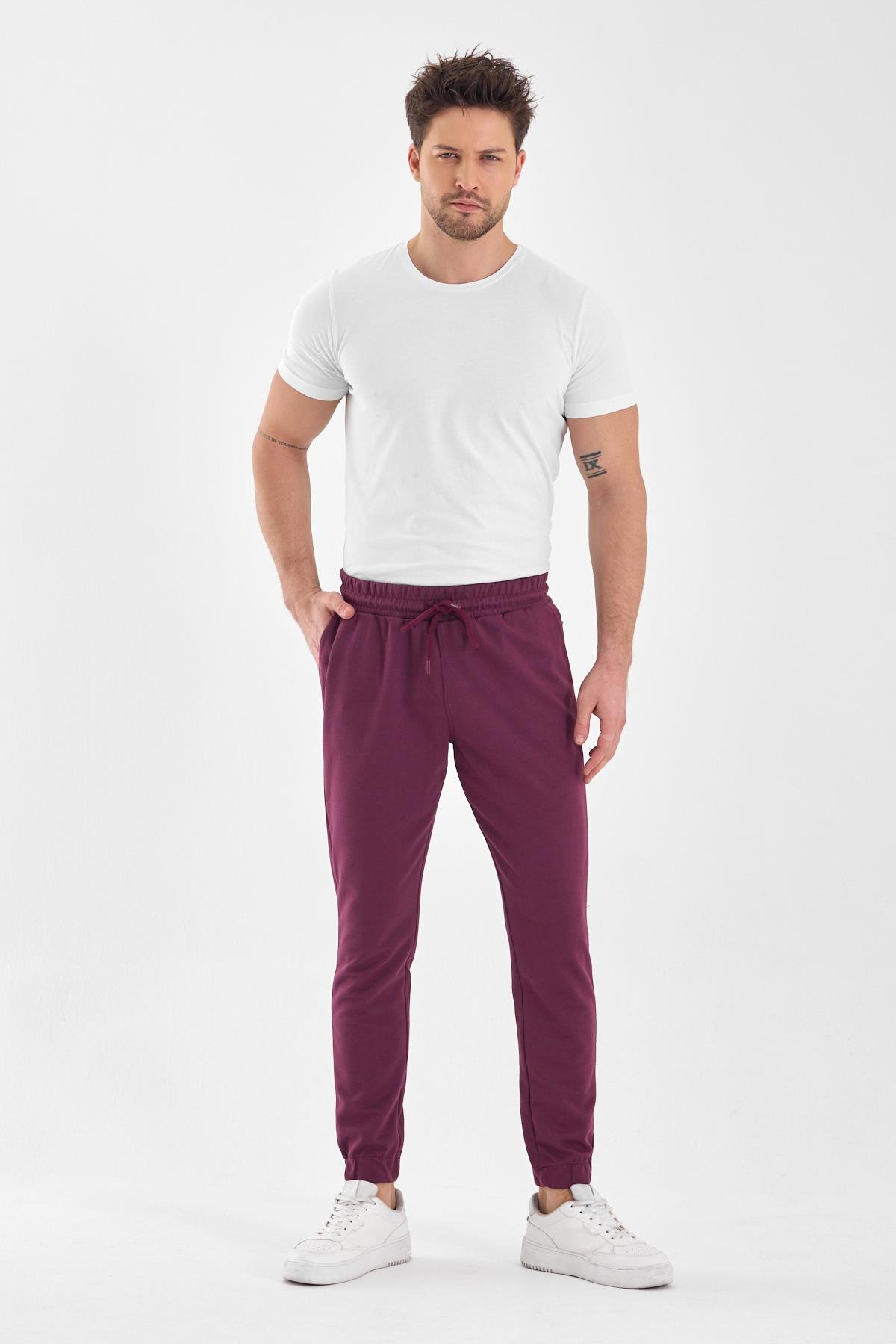 FİHA/9538-ERKEK PAÇA LASTİKLİ ESOFMAN ALT - MAUVE WINE