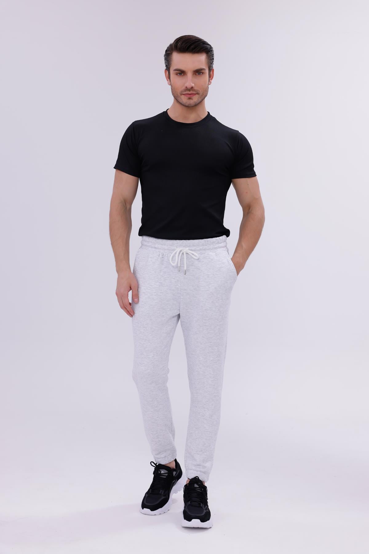 FİHA/9541-PAÇA LASTİKLİ 3 İPLİK ŞARDONSUZ EŞOFMAN ALT - KARMELANJ