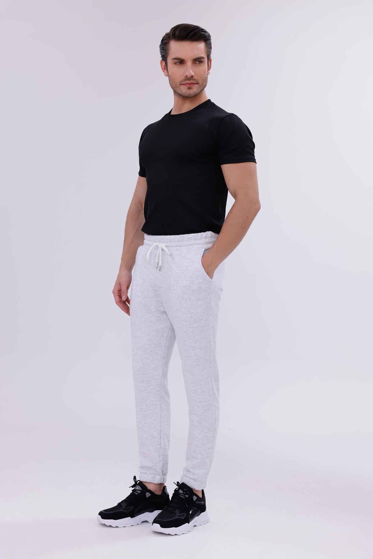 FİHA/9541-PAÇA LASTİKLİ 3 İPLİK ŞARDONSUZ EŞOFMAN ALT - KARMELANJ