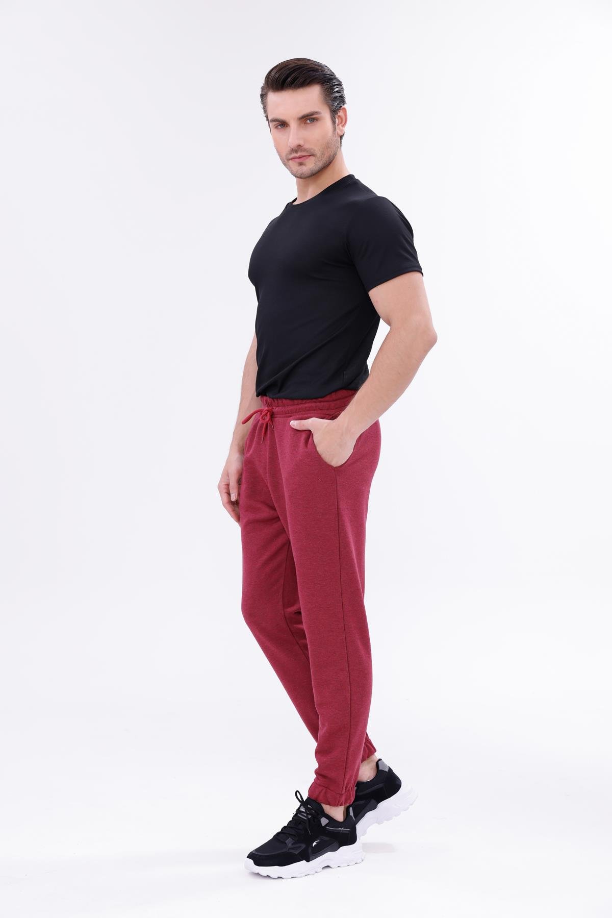 FİHA/9541-PAÇA LASTİKLİ 3 İPLİK ŞARDONSUZ EŞOFMAN ALT - BORDO
