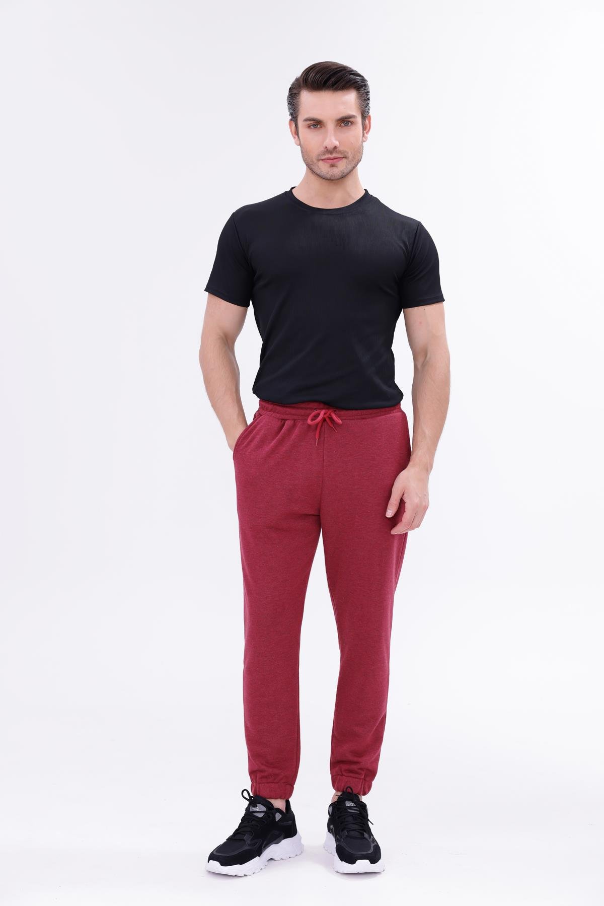 FİHA/9541-PAÇA LASTİKLİ 3 İPLİK ŞARDONSUZ EŞOFMAN ALT - BORDO