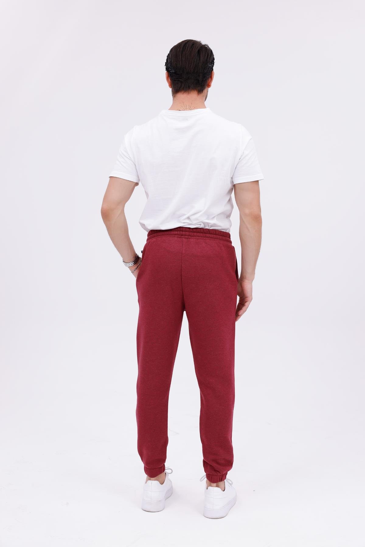 FİHA/9545-ERKEK ŞARDONLU 3 İPLİK EŞOFMAN ALT - BORDO