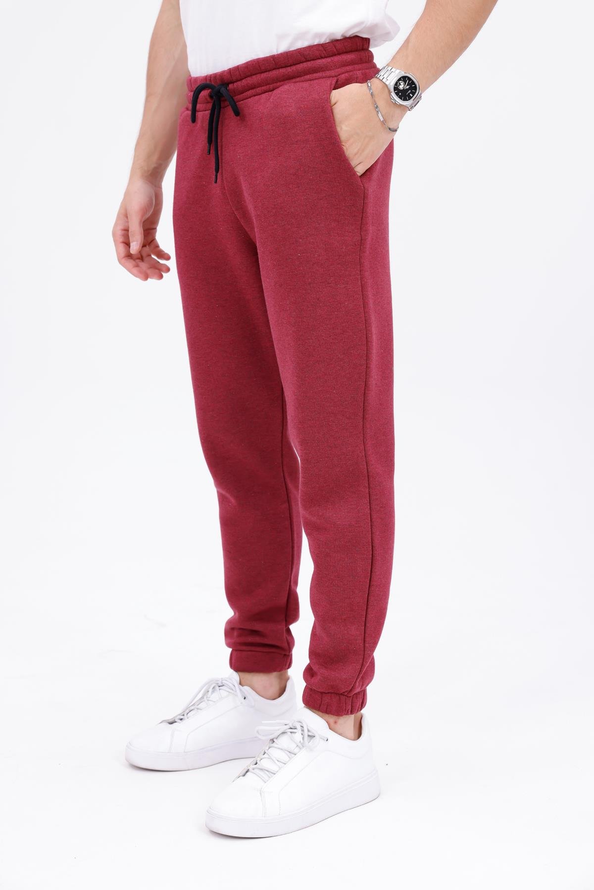 FİHA/9545-ERKEK ŞARDONLU 3 İPLİK EŞOFMAN ALT - BORDO