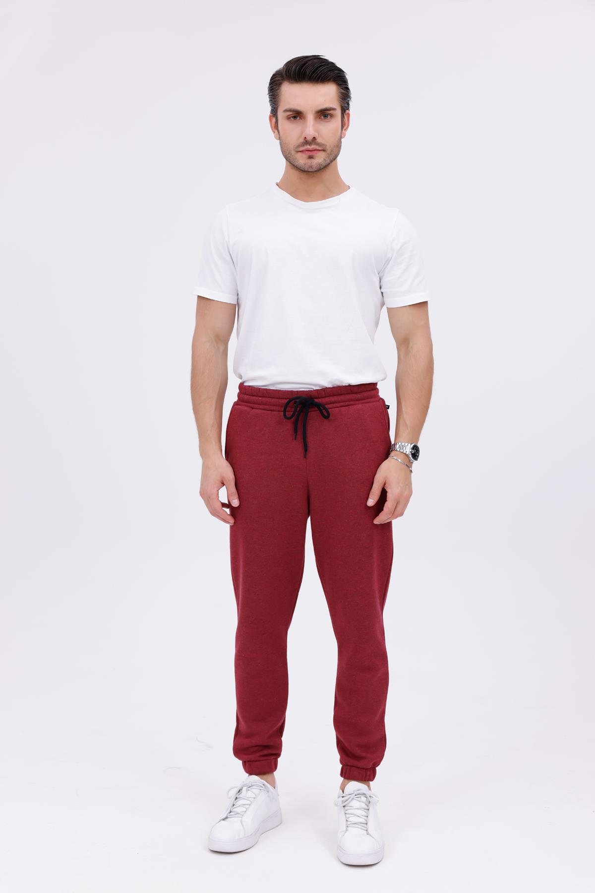FİHA/9545-ERKEK ŞARDONLU 3 İPLİK EŞOFMAN ALT - BORDO