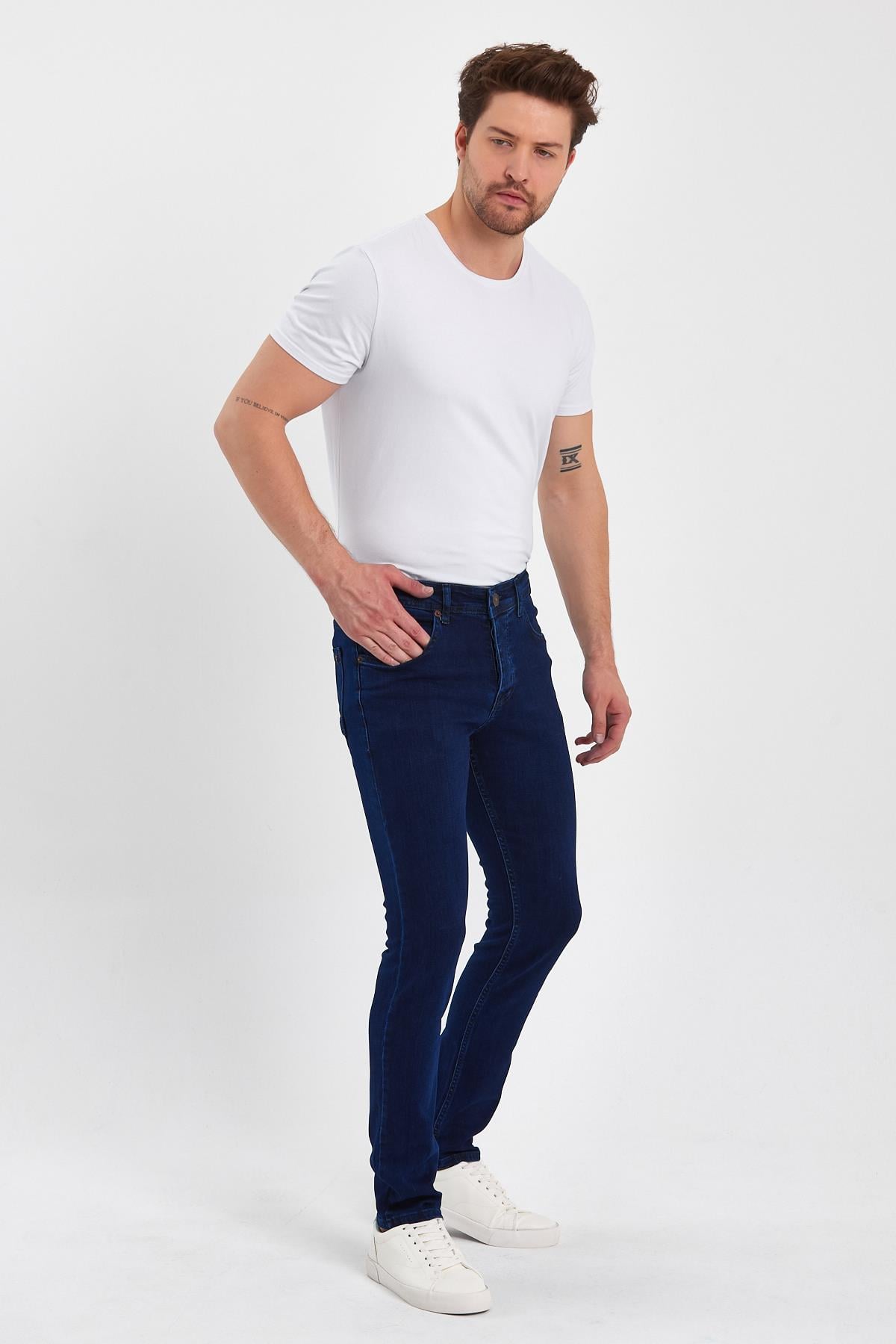 FİHA/AĞARTI-8923-ERKEK DÜZ KLASİK  JEANS - KOYU MAVİ