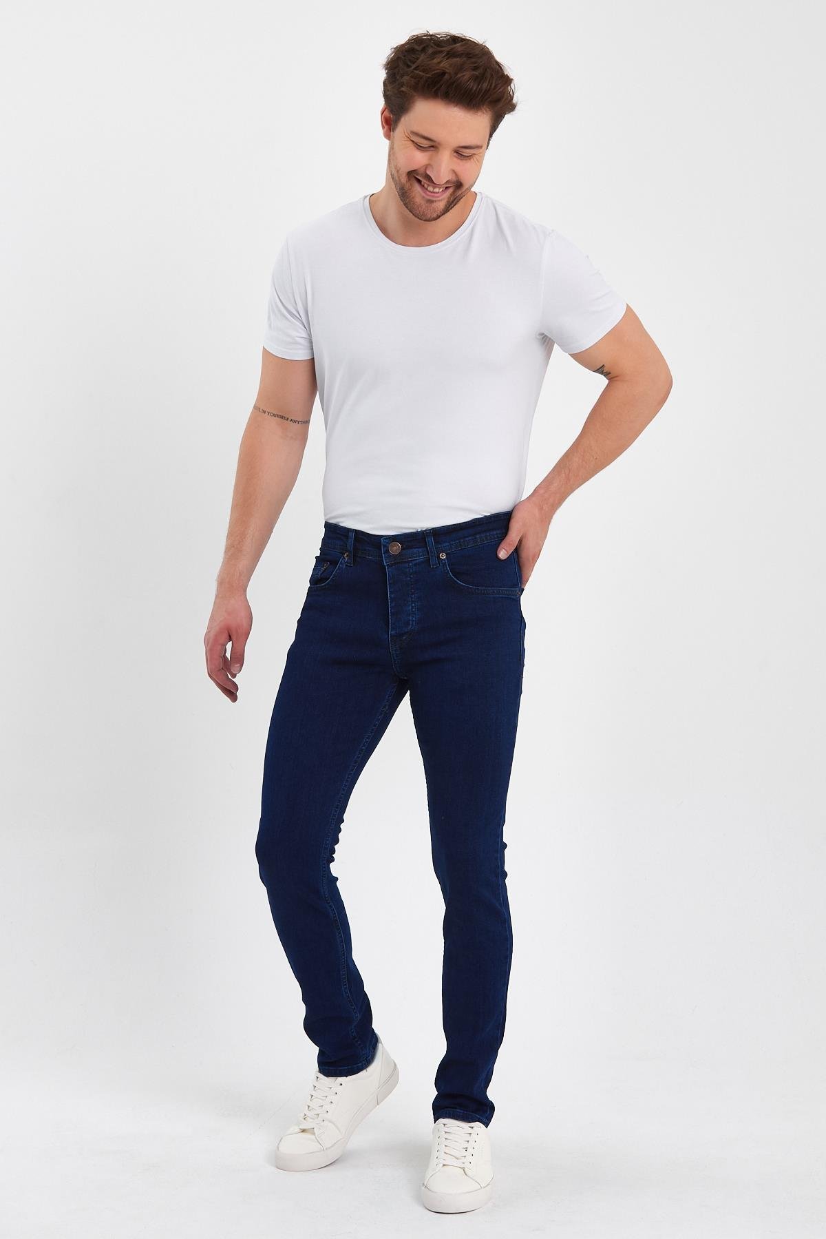 FİHA/AĞARTI-8923-ERKEK DÜZ KLASİK  JEANS - KOYU MAVİ