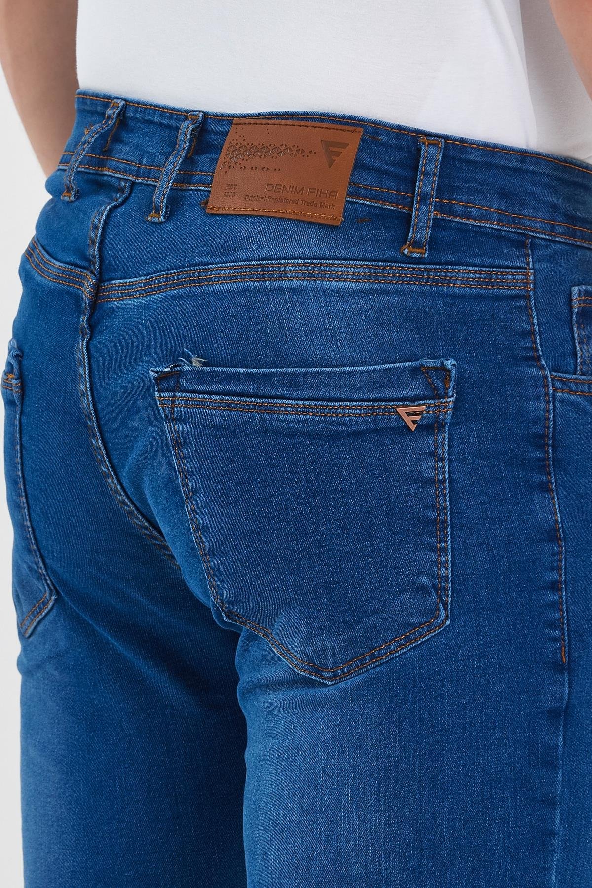 FİHA/AŞTI-8920 ERKEK TAŞLAMALI  KLASİK JEANS - MAVİ