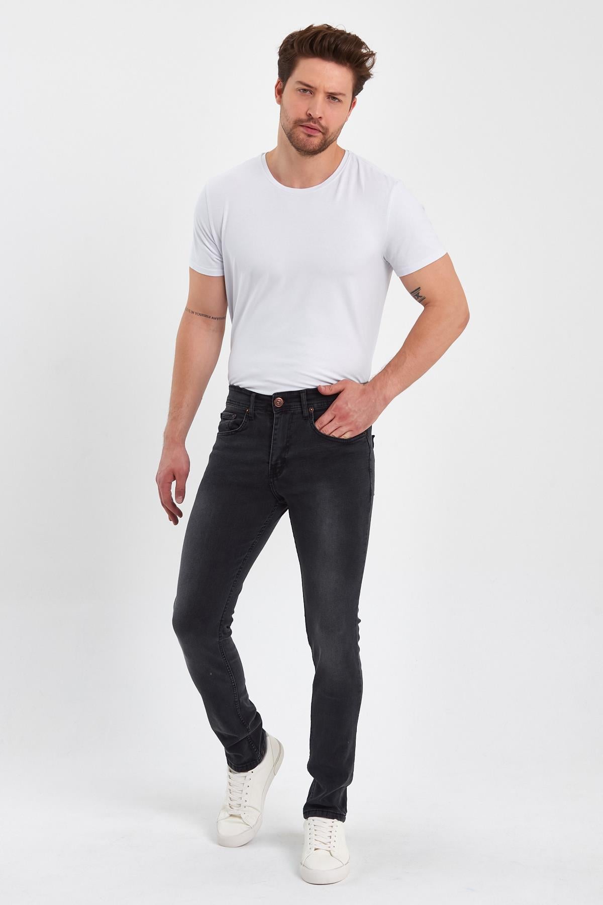 FİHA/AŞTI-8920 ERKEK TAŞLAMALI  KLASİK JEANS - ANTRASİT