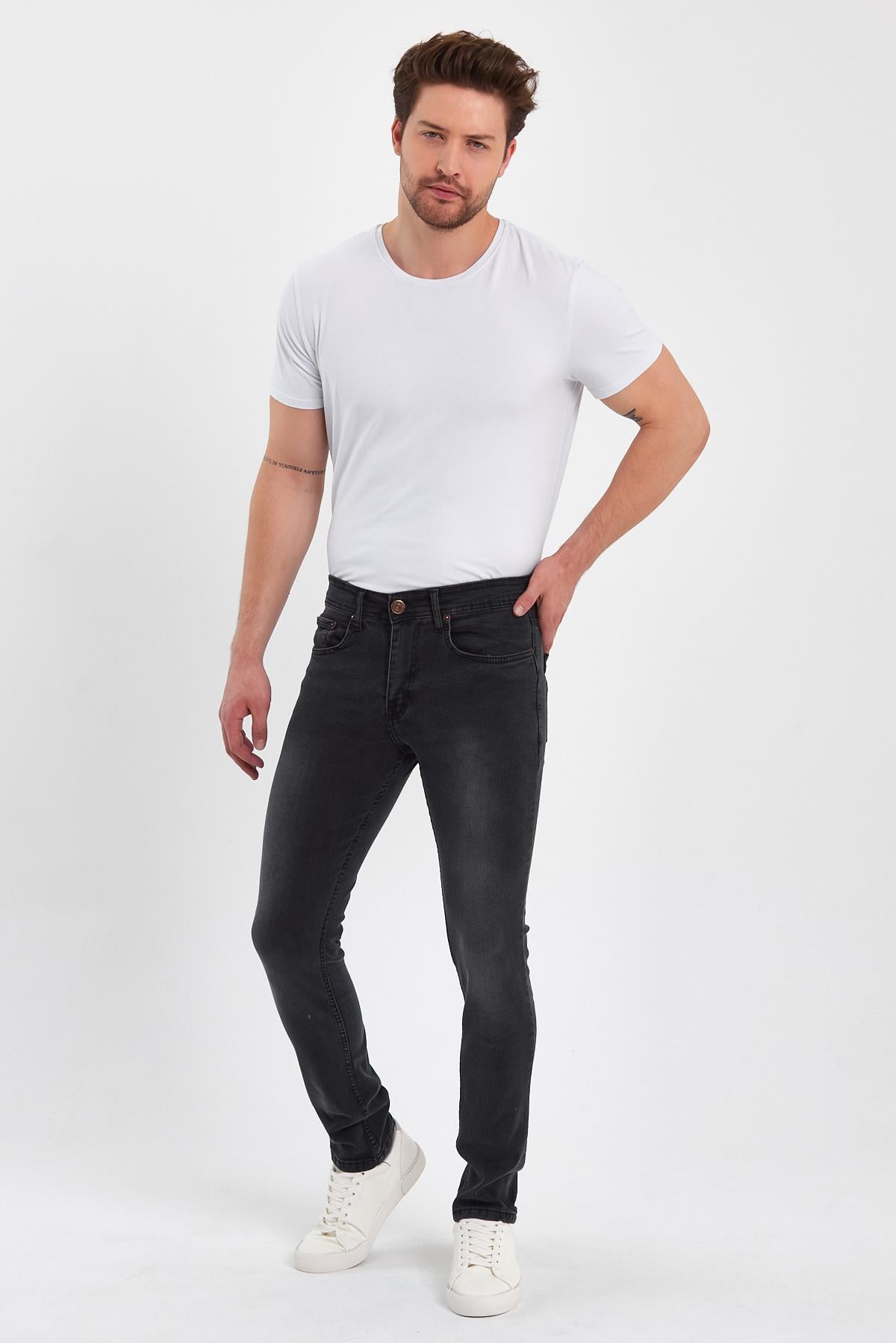 FİHA/AŞTI-8920 ERKEK TAŞLAMALI  KLASİK JEANS - ANTRASİT