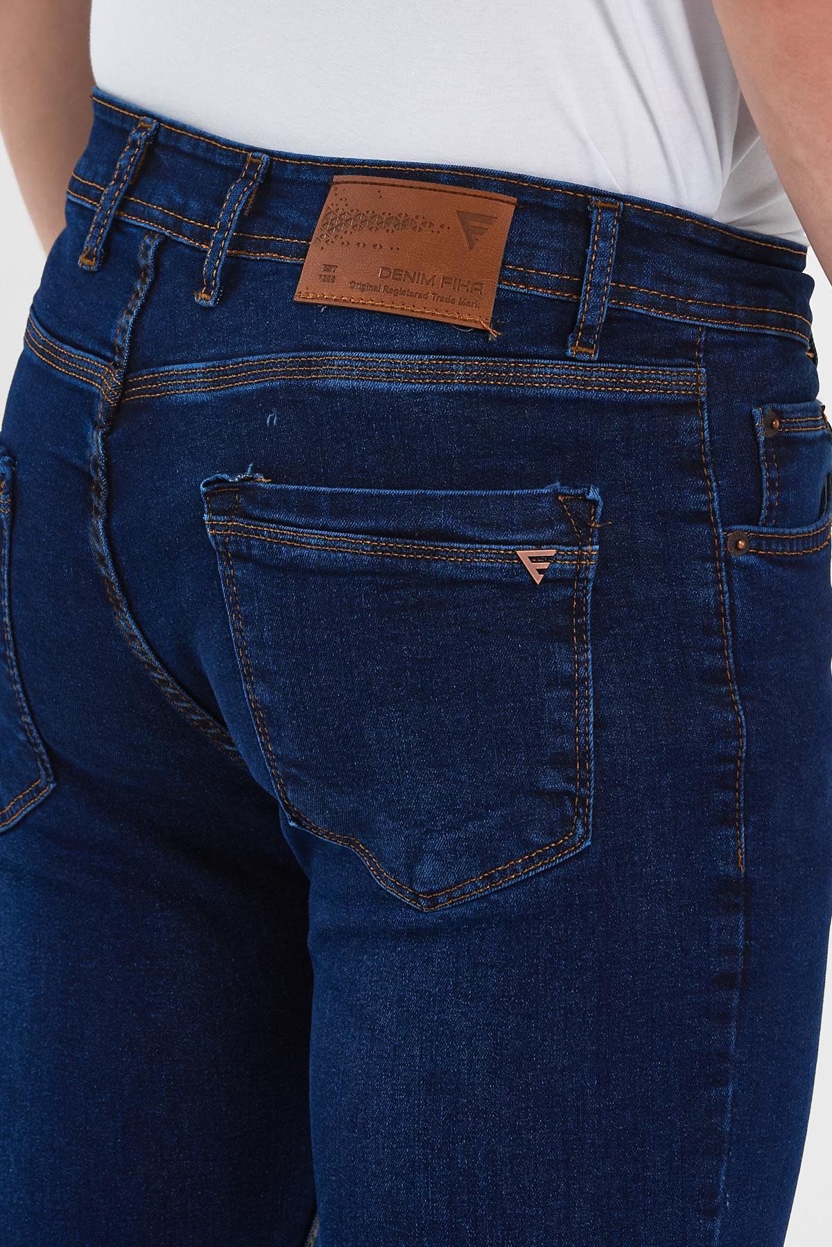 FİHA/AŞTI-8920 ERKEK TAŞLAMALI  KLASİK JEANS - KOYU MAVİ