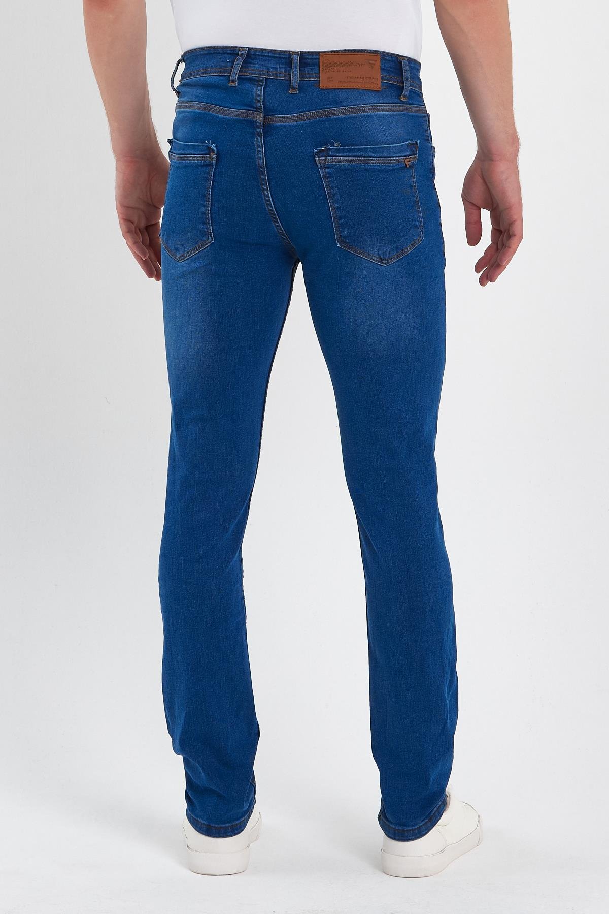 FİHA/AŞTI-8920 ERKEK TAŞLAMALI  KLASİK JEANS - MAVİ