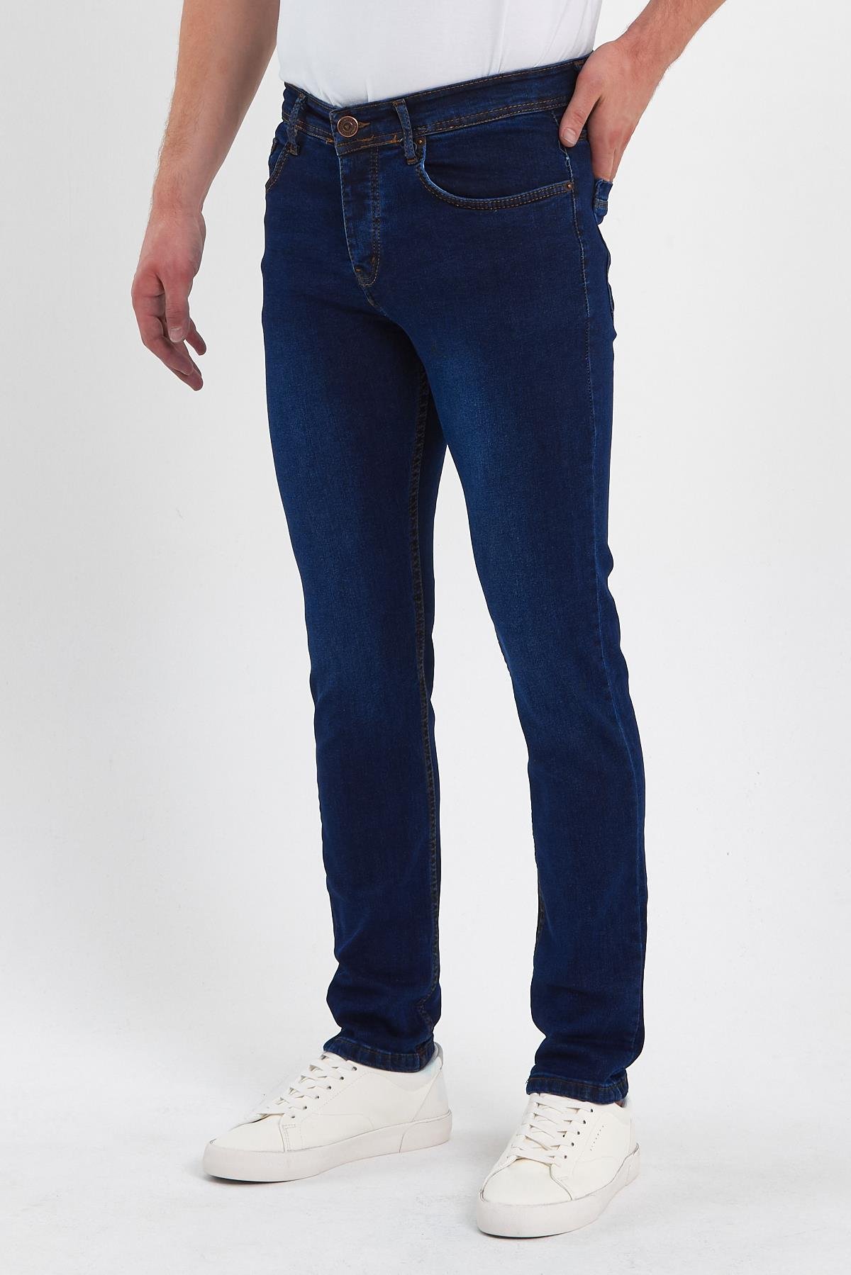 FİHA/AŞTI-8920 ERKEK TAŞLAMALI  KLASİK JEANS - KOYU MAVİ