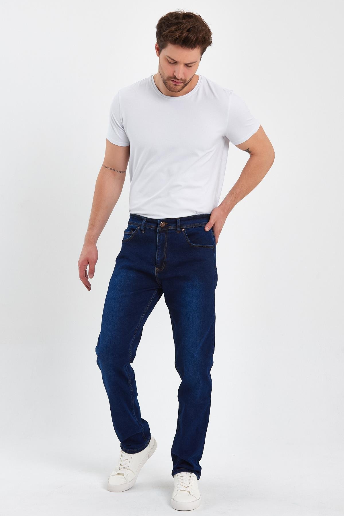 FİHA/BABA-8067 ERKEK FERMUARLI TAŞLI KLASİK JEANS 