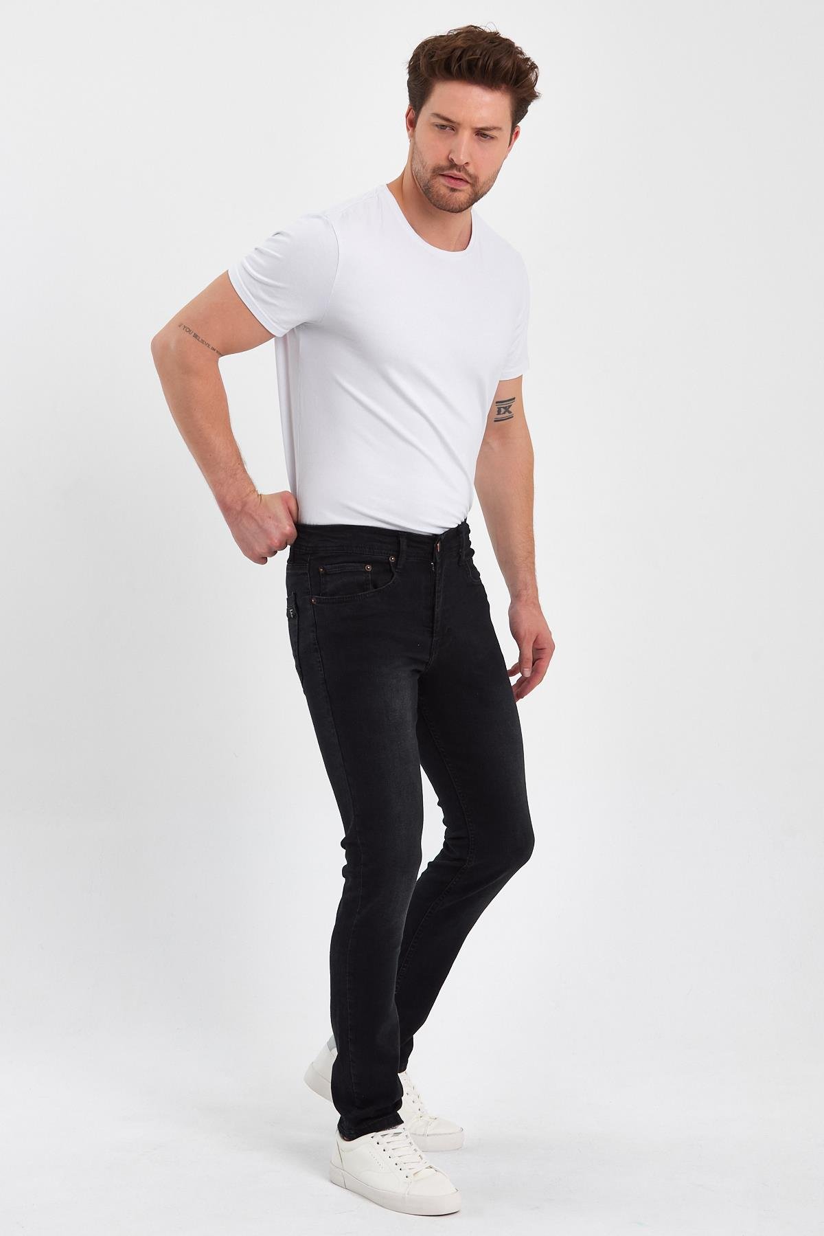 FİHA/BABA-8067 ERKEK FERMUARLI TAŞLI KLASİK JEANS 