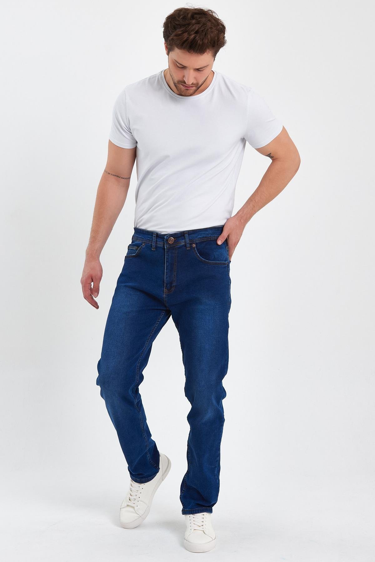 FİHA/BABA-8067 ERKEK FERMUARLI TAŞLI KLASİK JEANS