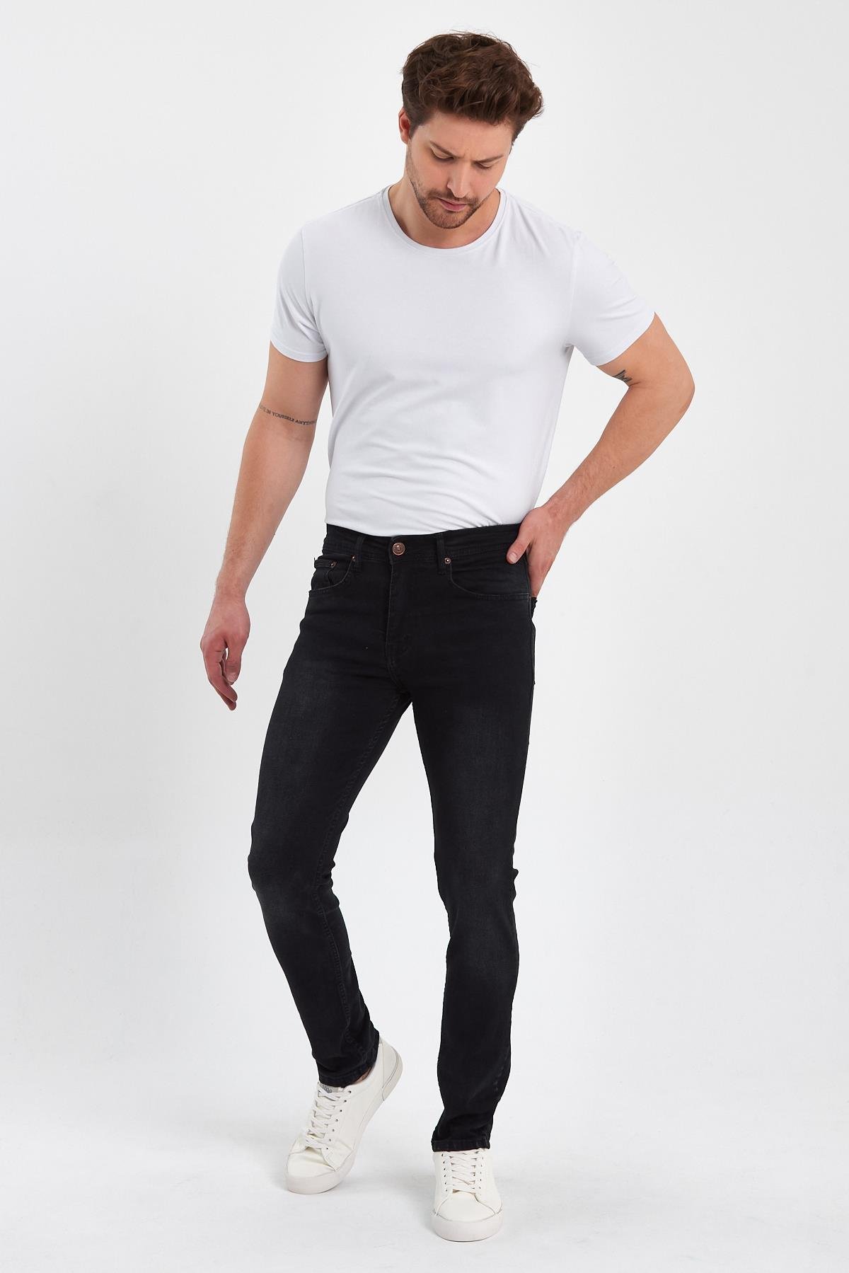 FİHA/BABA-8067 ERKEK FERMUARLI TAŞLI KLASİK JEANS 