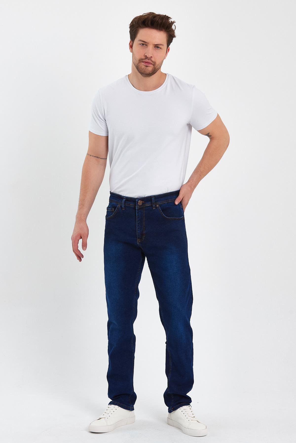 FİHA/BABA-8067 ERKEK FERMUARLI TAŞLI KLASİK JEANS 