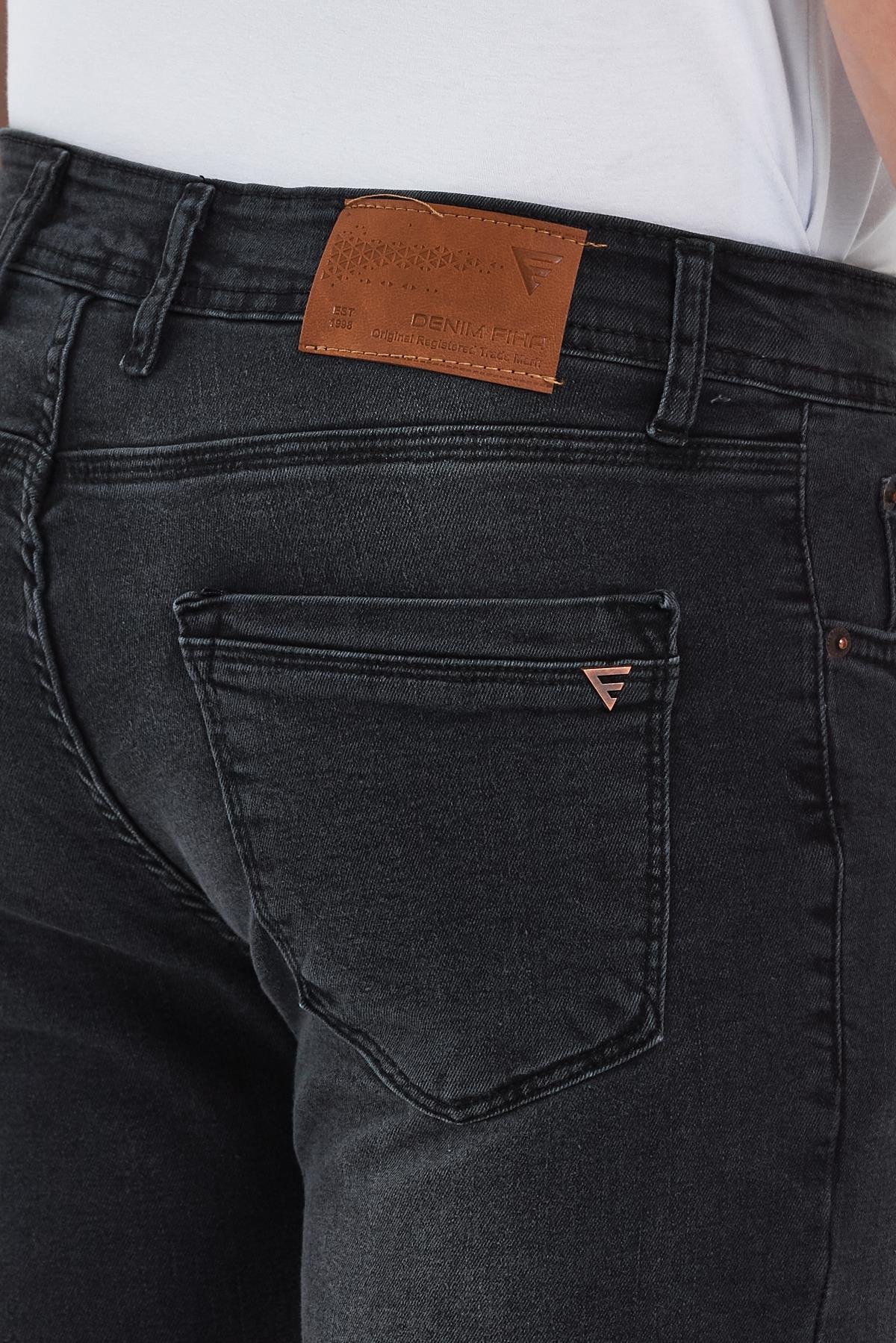 FİHA/BABA-8067 ERKEKN FERMUARLI TAŞLI KLASİK JEANS - ANTRASİT 