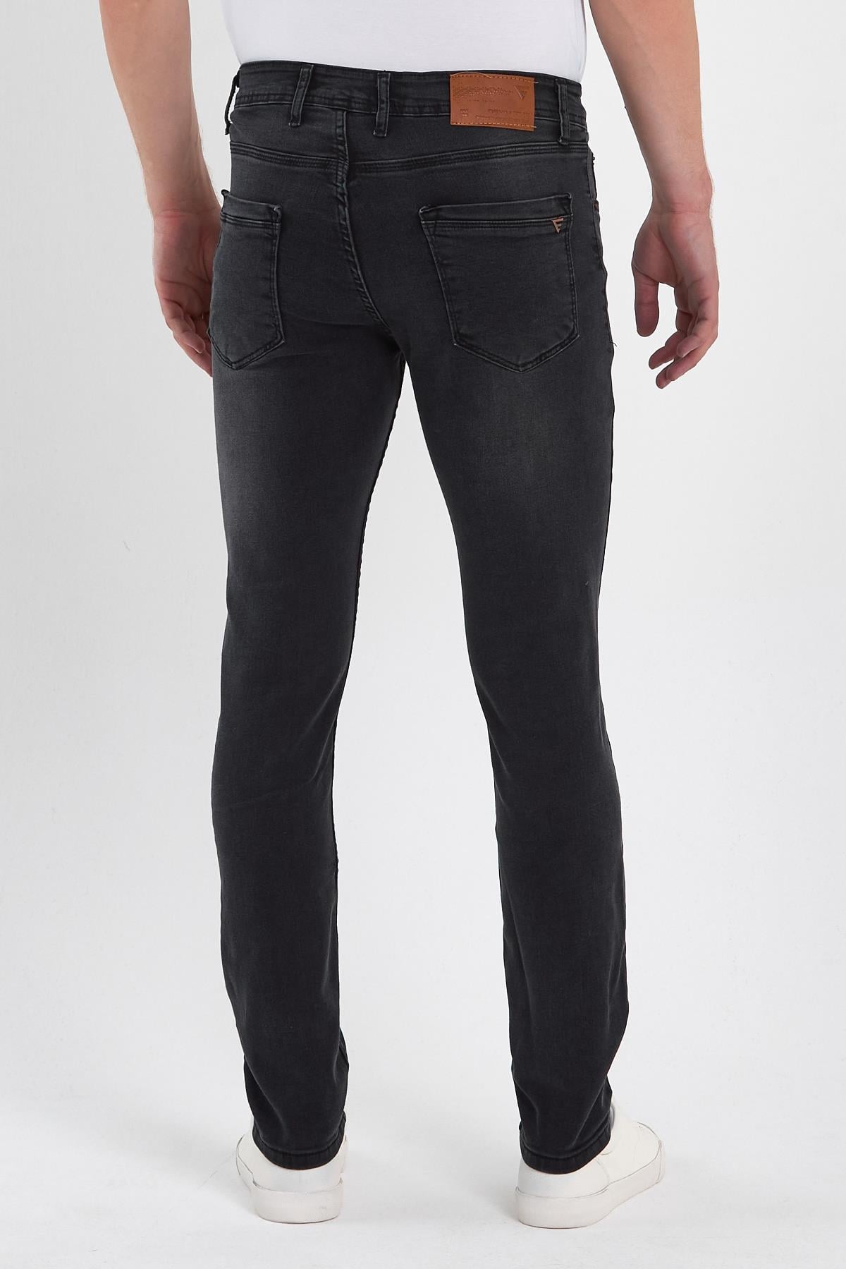 FİHA/BABA-8067 ERKEKN FERMUARLI TAŞLI KLASİK JEANS - ANTRASİT 