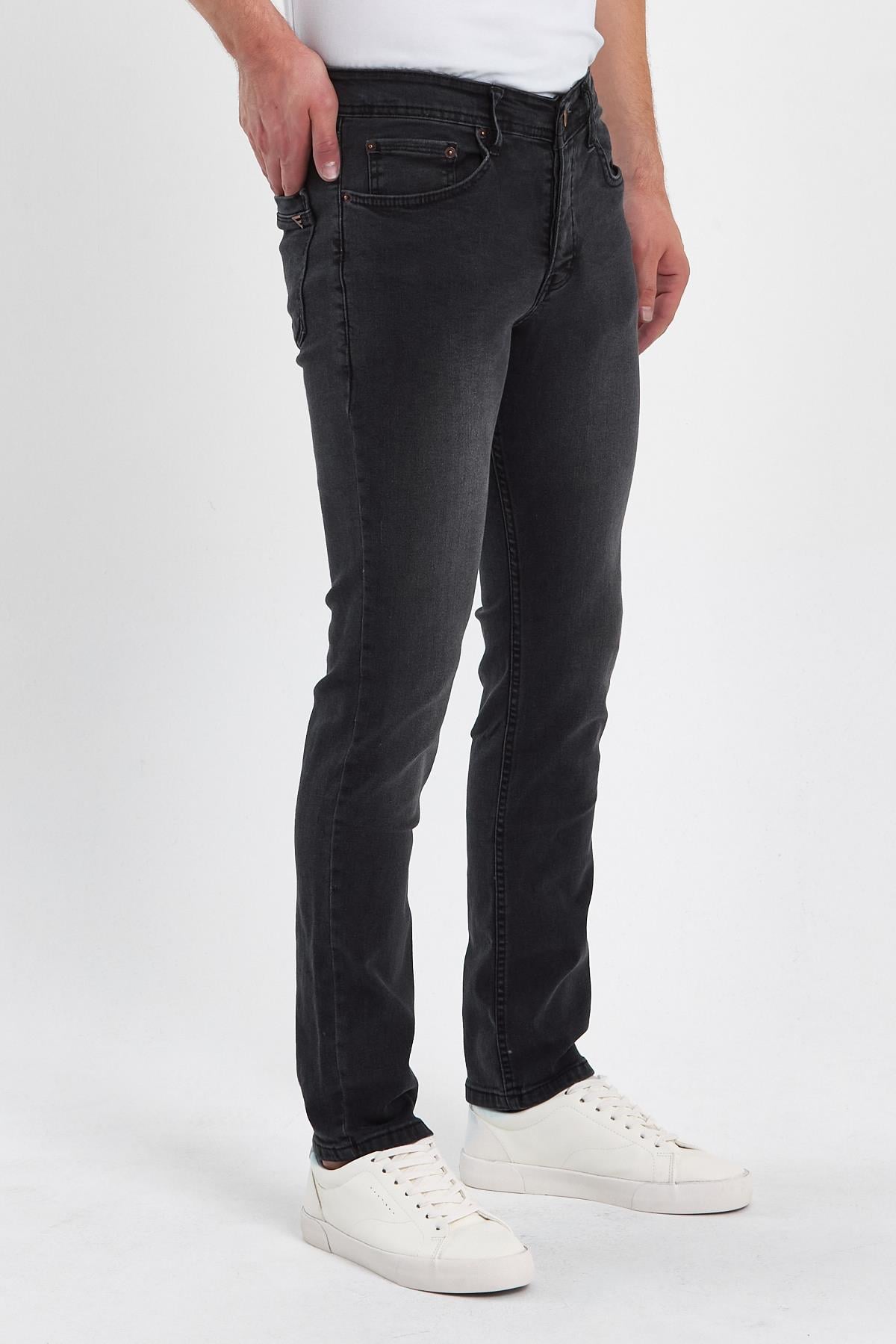 FİHA/BABA-8067 ERKEKN FERMUARLI TAŞLI KLASİK JEANS - ANTRASİT 