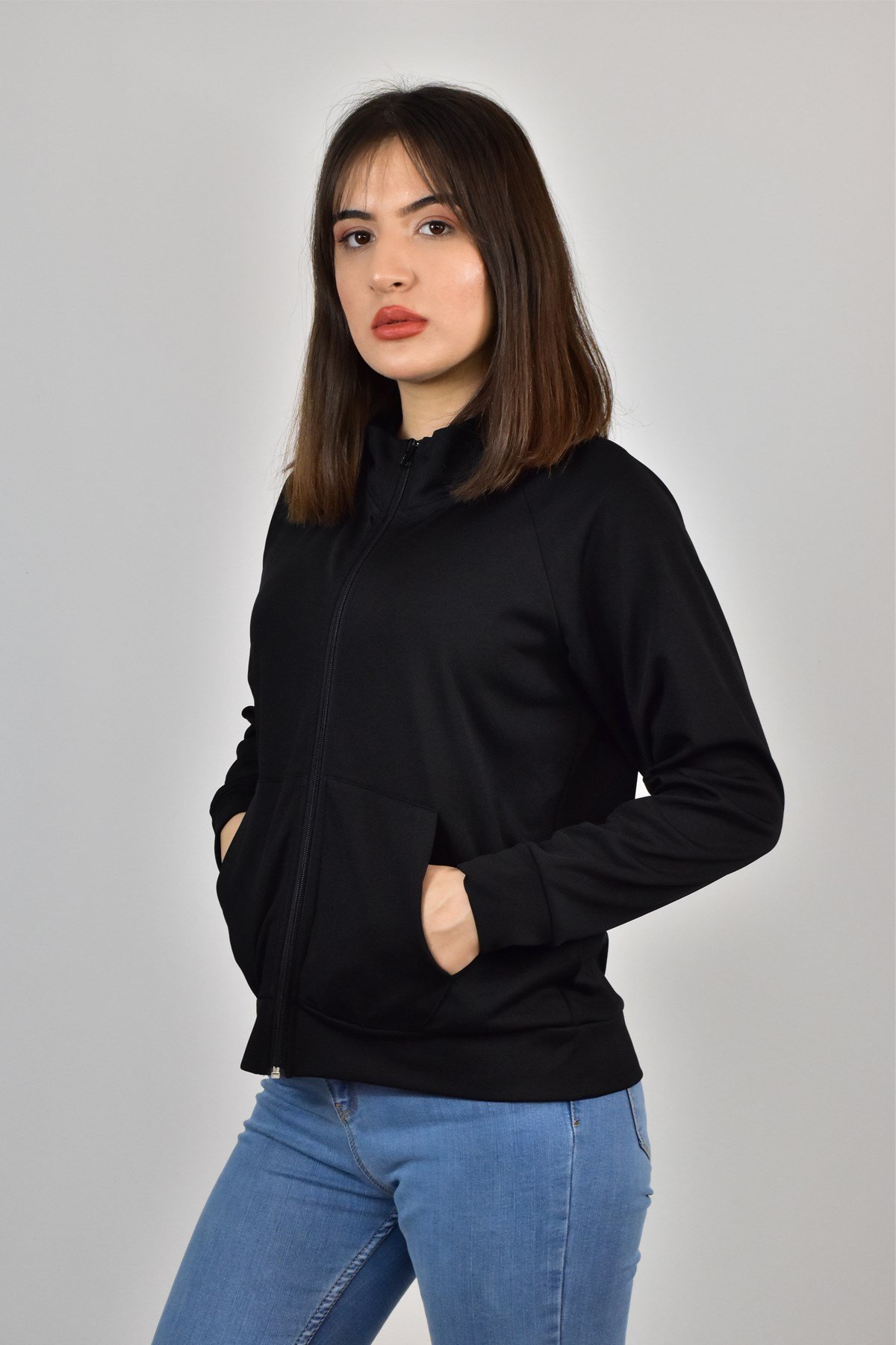 FİHA/BATMAN-5002 KADIN AKAT ŞARDONLU DİK YAKA FERM. SWEATSHİRT