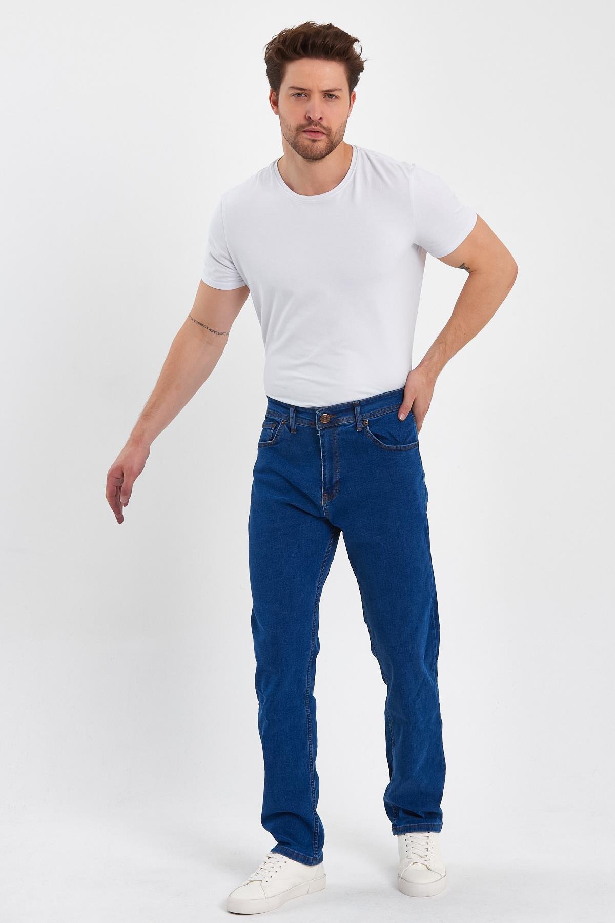 FİHA/BÜYÜK BABA-8069 ERKEK FERMUARLI KLASİK DÜZ JEANS