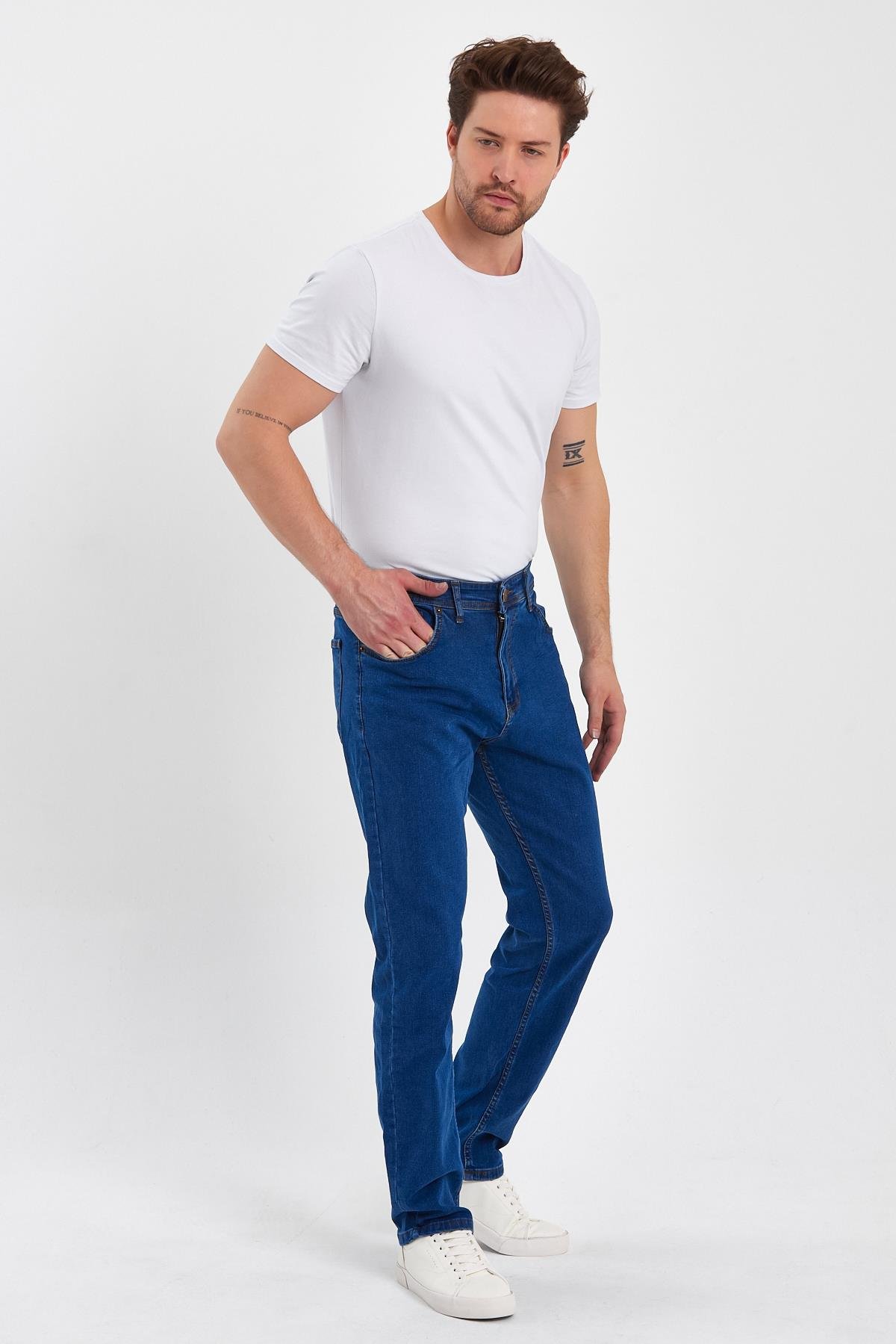 FİHA/BÜYÜK BABA-8069 ERKEK FERMUARLI KLASİK DÜZ JEANS