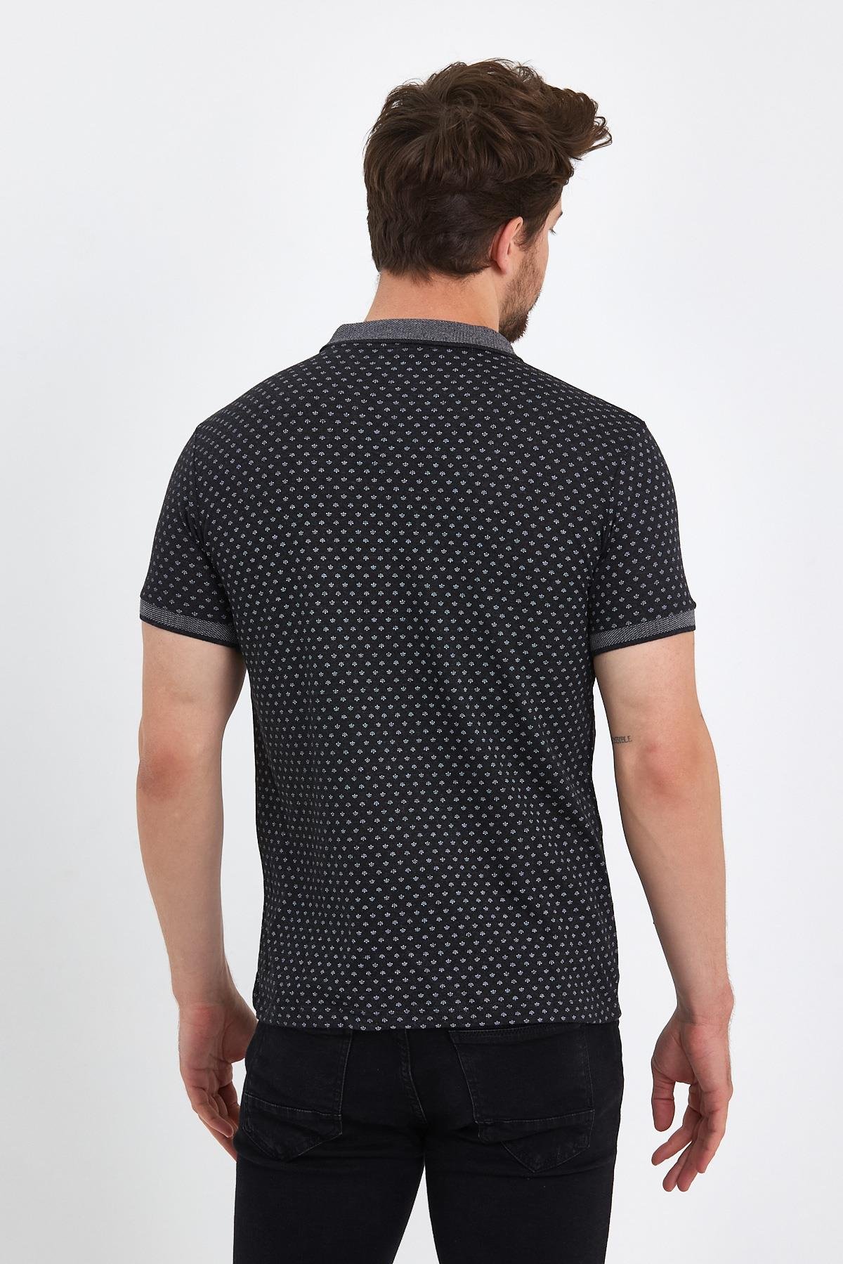 FİHA/DAYANÇA-8509 ERKEK DESENLİ  POLA YAKA T-SHIRT - ANTRASİT