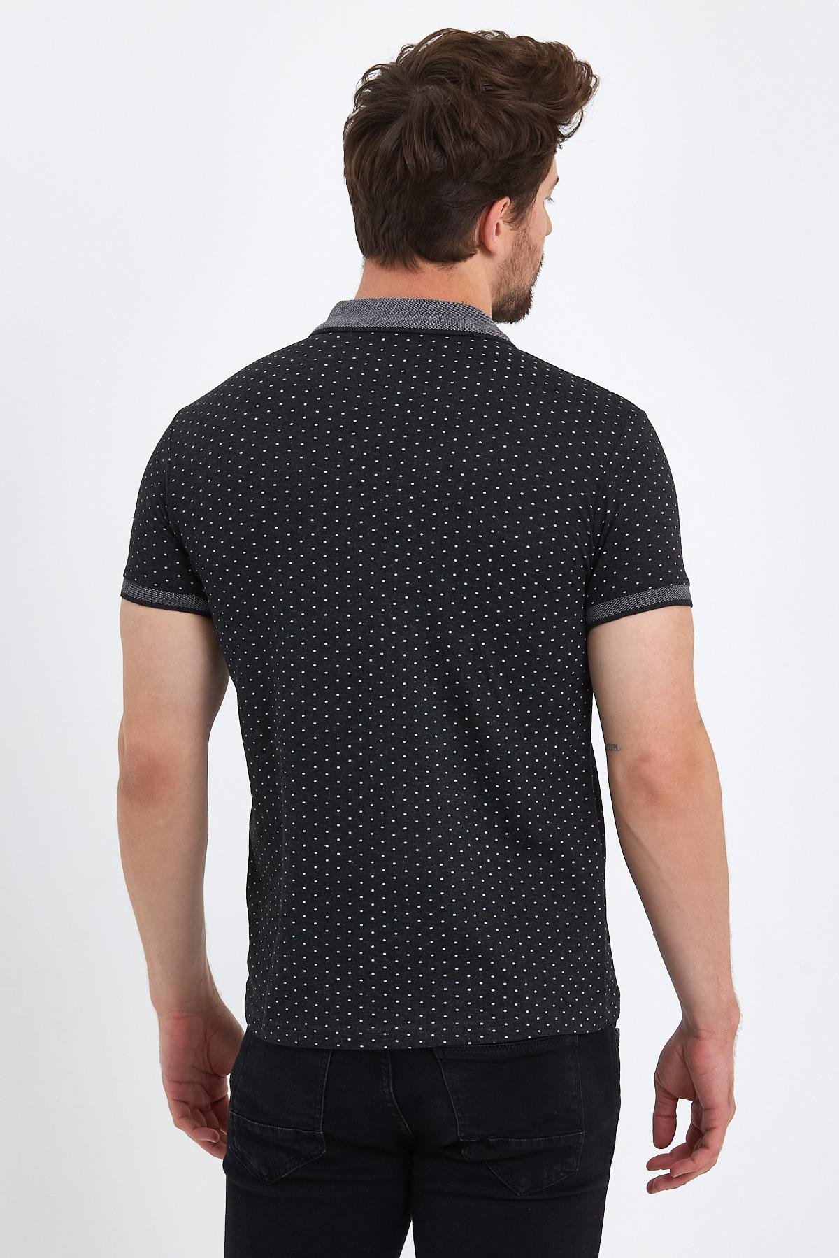 FİHA/DİVRİN-8889-ERKEK- DESENLİ POLO YAKA T-SHIRT - ANTRASİT